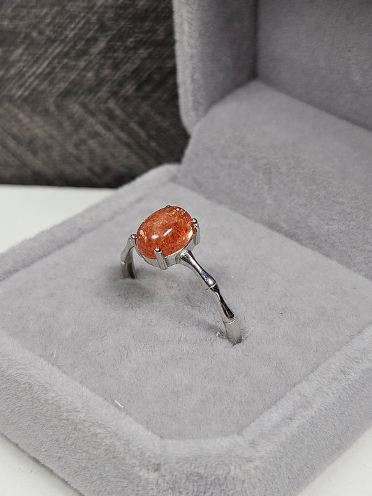 Zonnesteen s925(zilver) verstelbare ring nr27