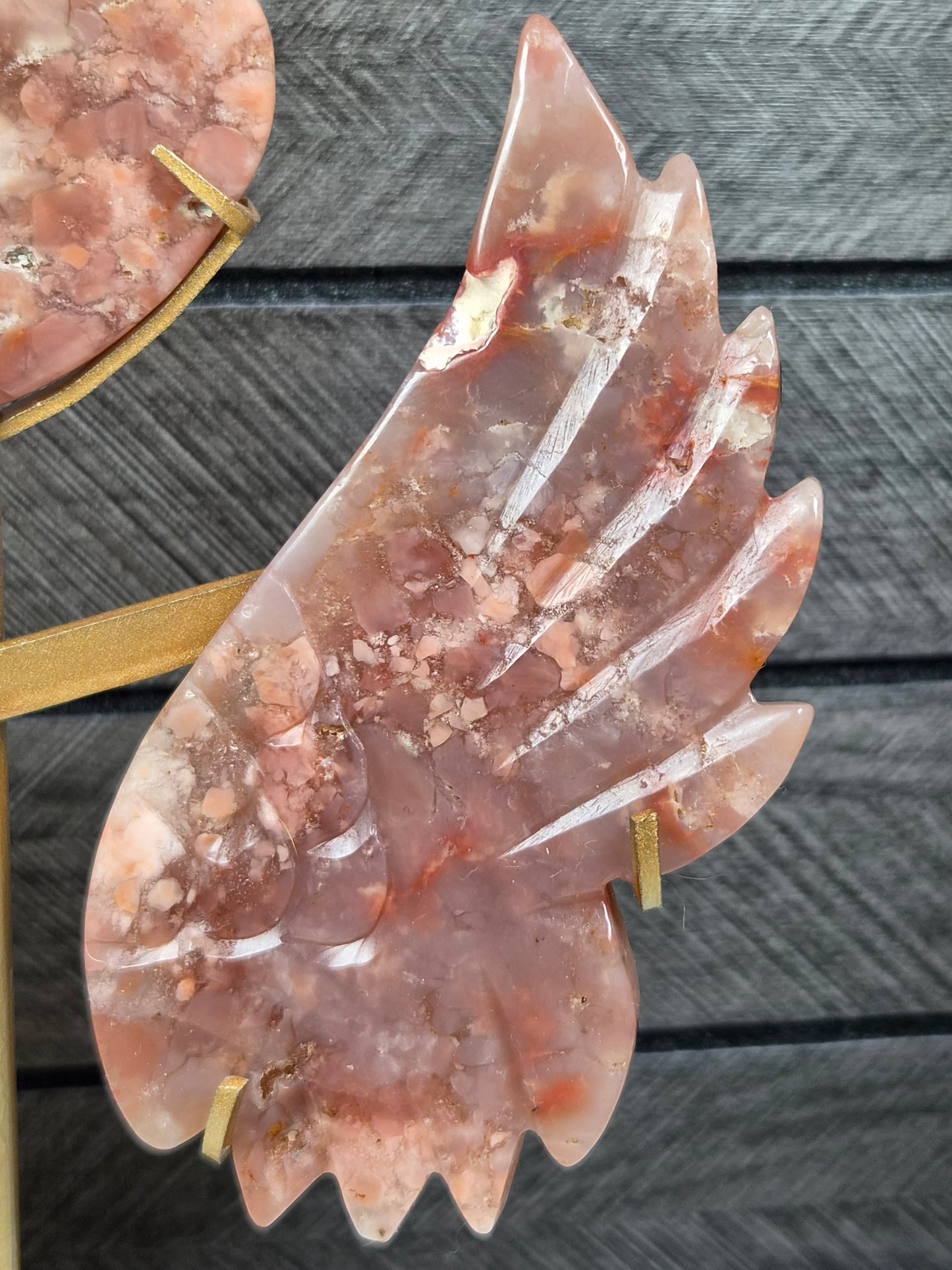 Roze Agaat Hart met Vleugels nr11