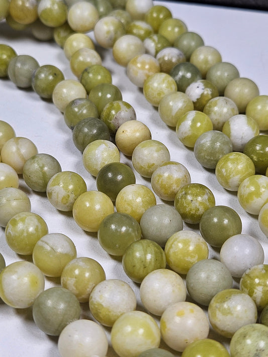 Limoengroene Jade kralenstreng 10mm