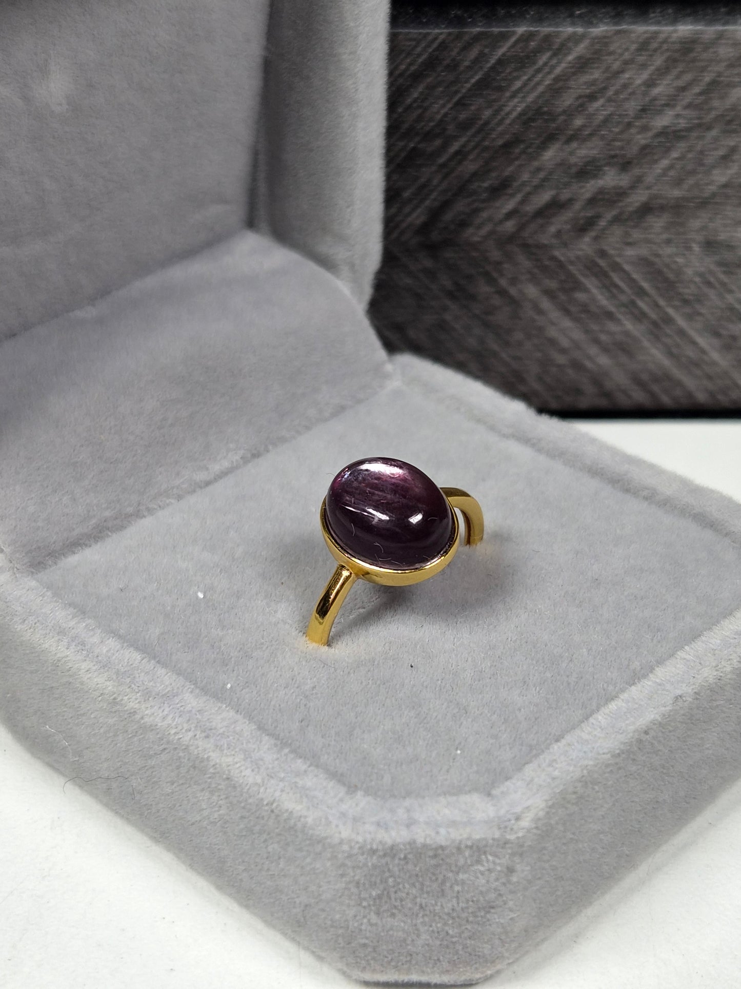 Paarse Mica s925 (verguld) verstelbare ring nr10
