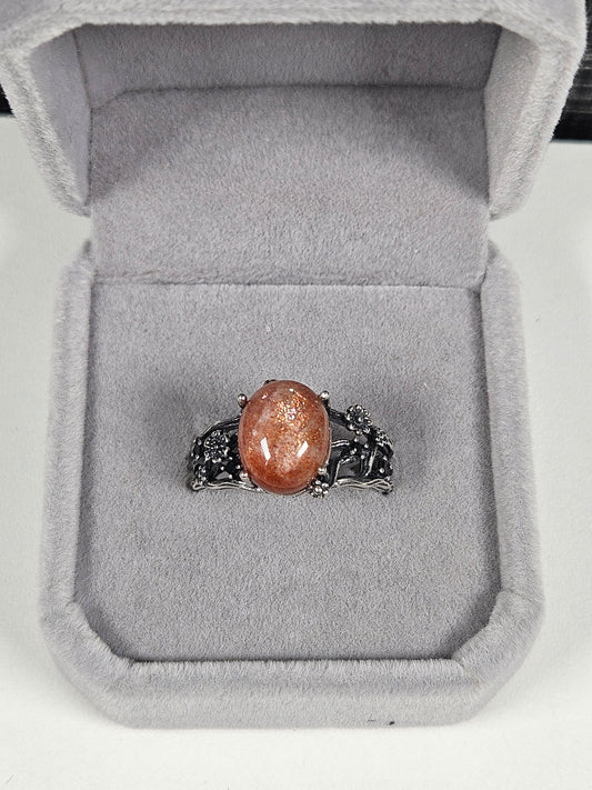 Zonnesteen s925 (zilver) verstelbare ring nr56