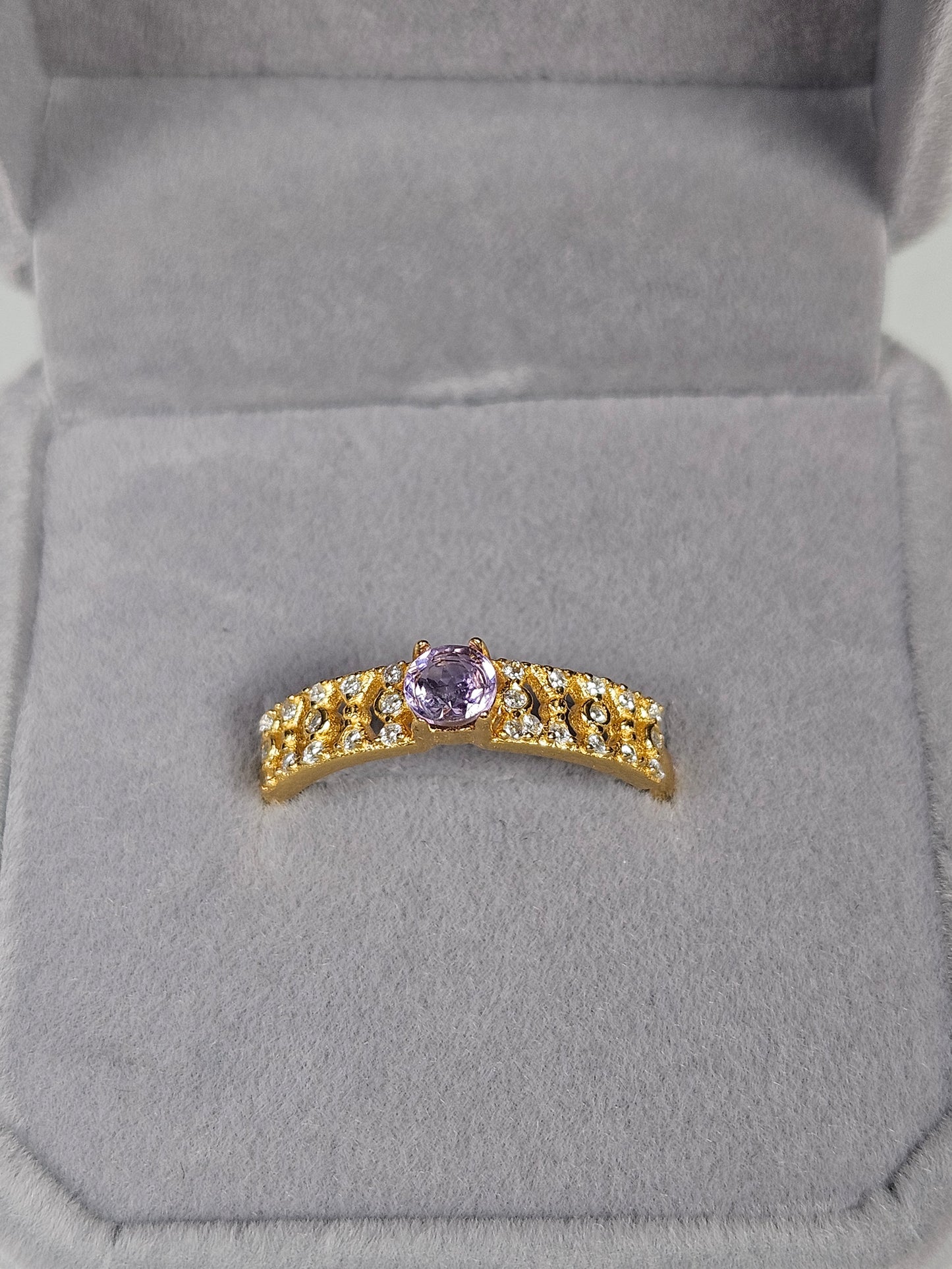 Amethist s925 (verguld) verstelbare ring nr17