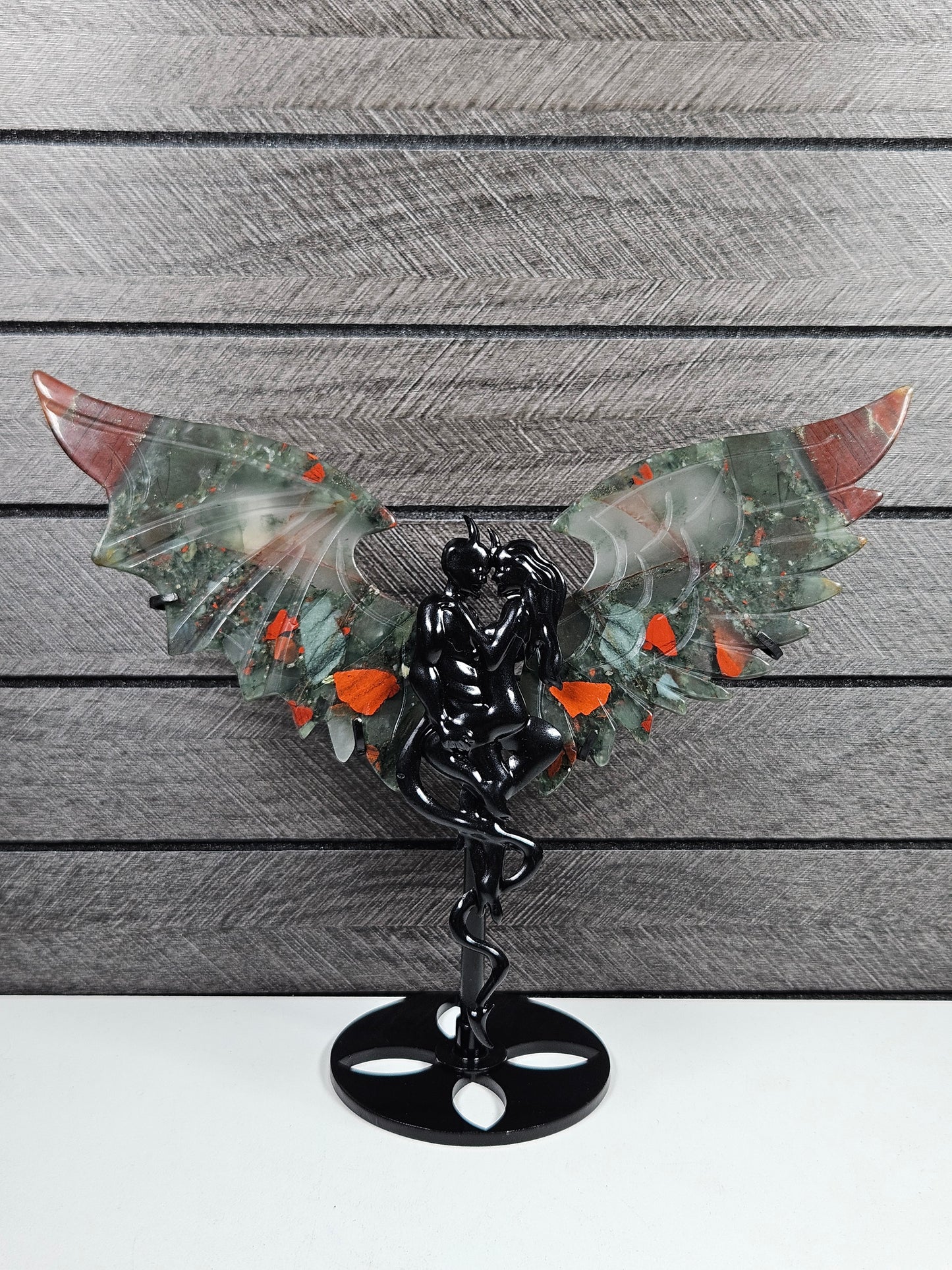 Afrikaanse bloedsteen duivel/engel koppel W20