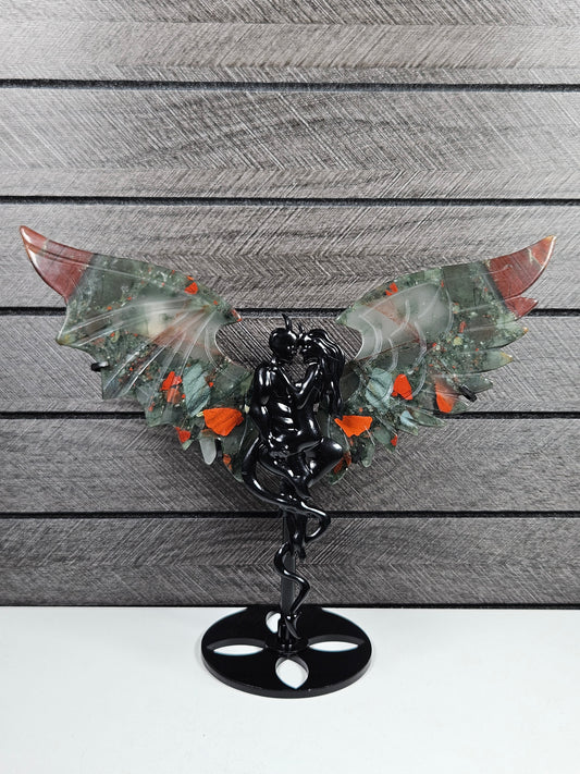 Afrikaanse bloedsteen duivel/engel koppel W20