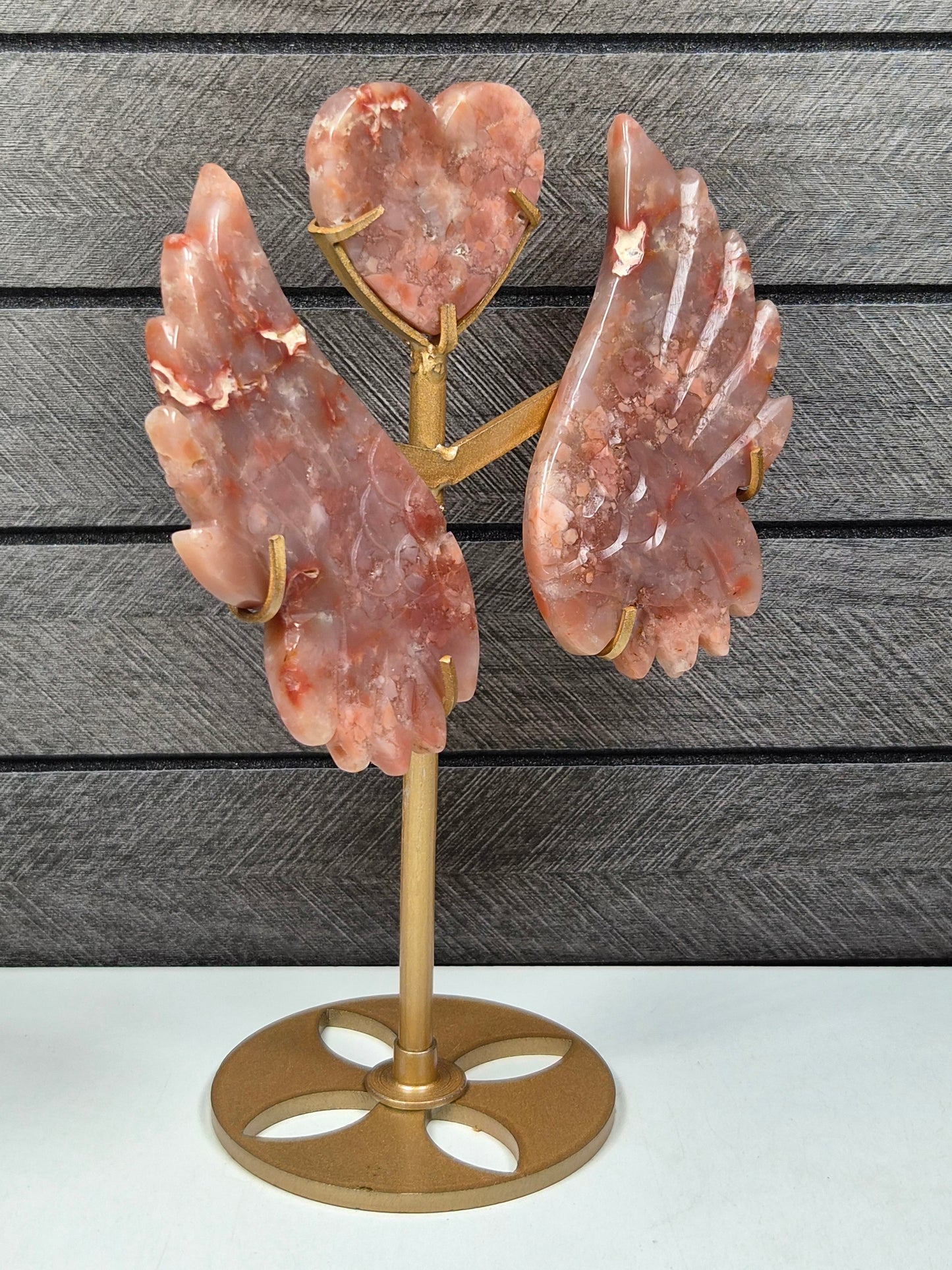 Roze Agaat Hart met Vleugels nr11
