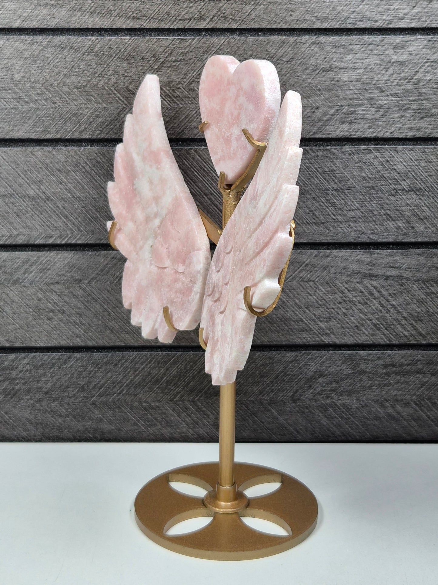 Roze Opaal Hart met Vleugels nr3