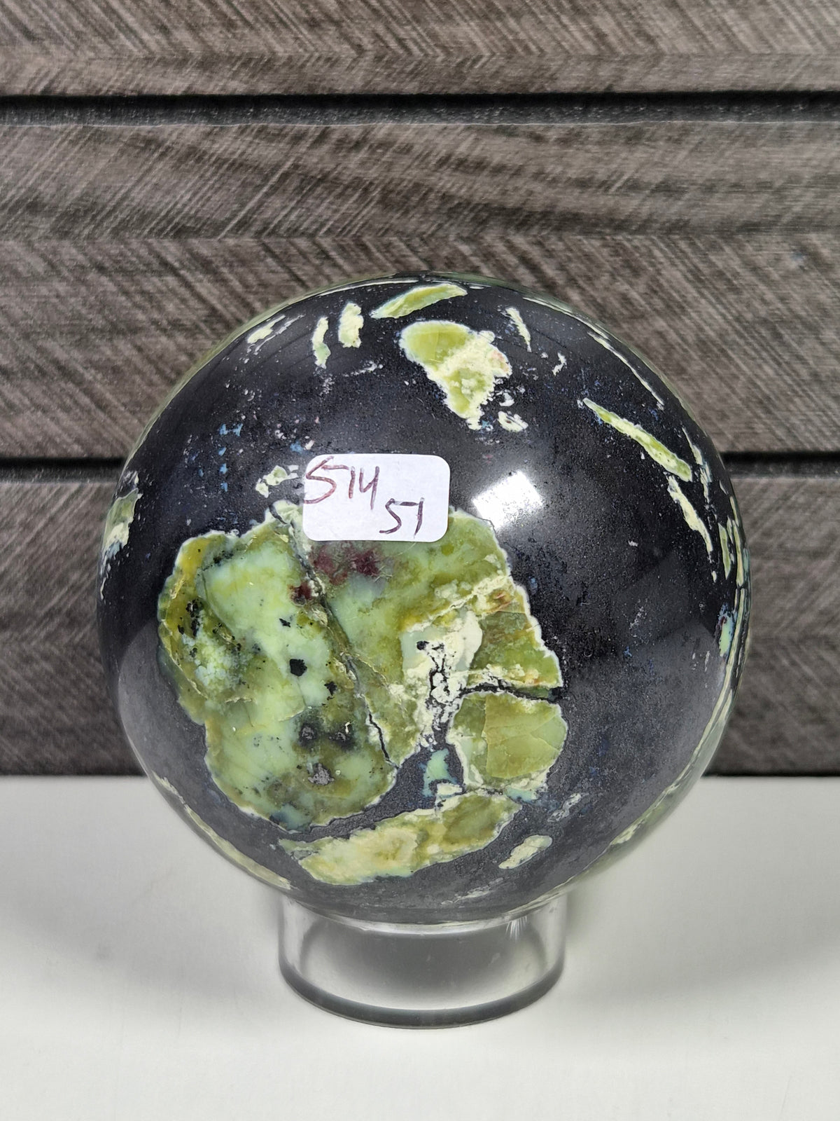 Serpentijn en Hematiet Bol 514 gram