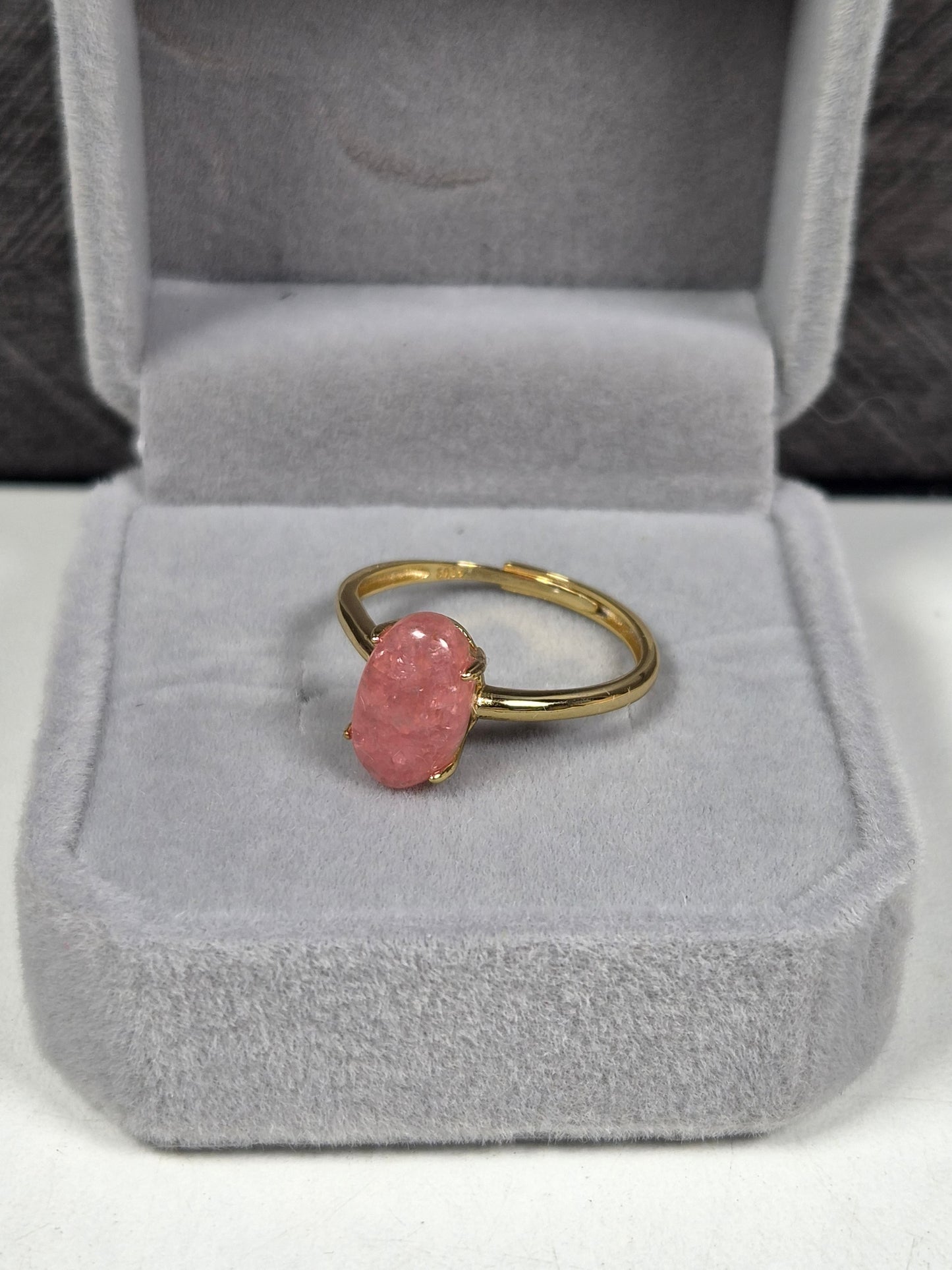 Rhodochrosiet s925 (verguld) verstelbare ring nr4