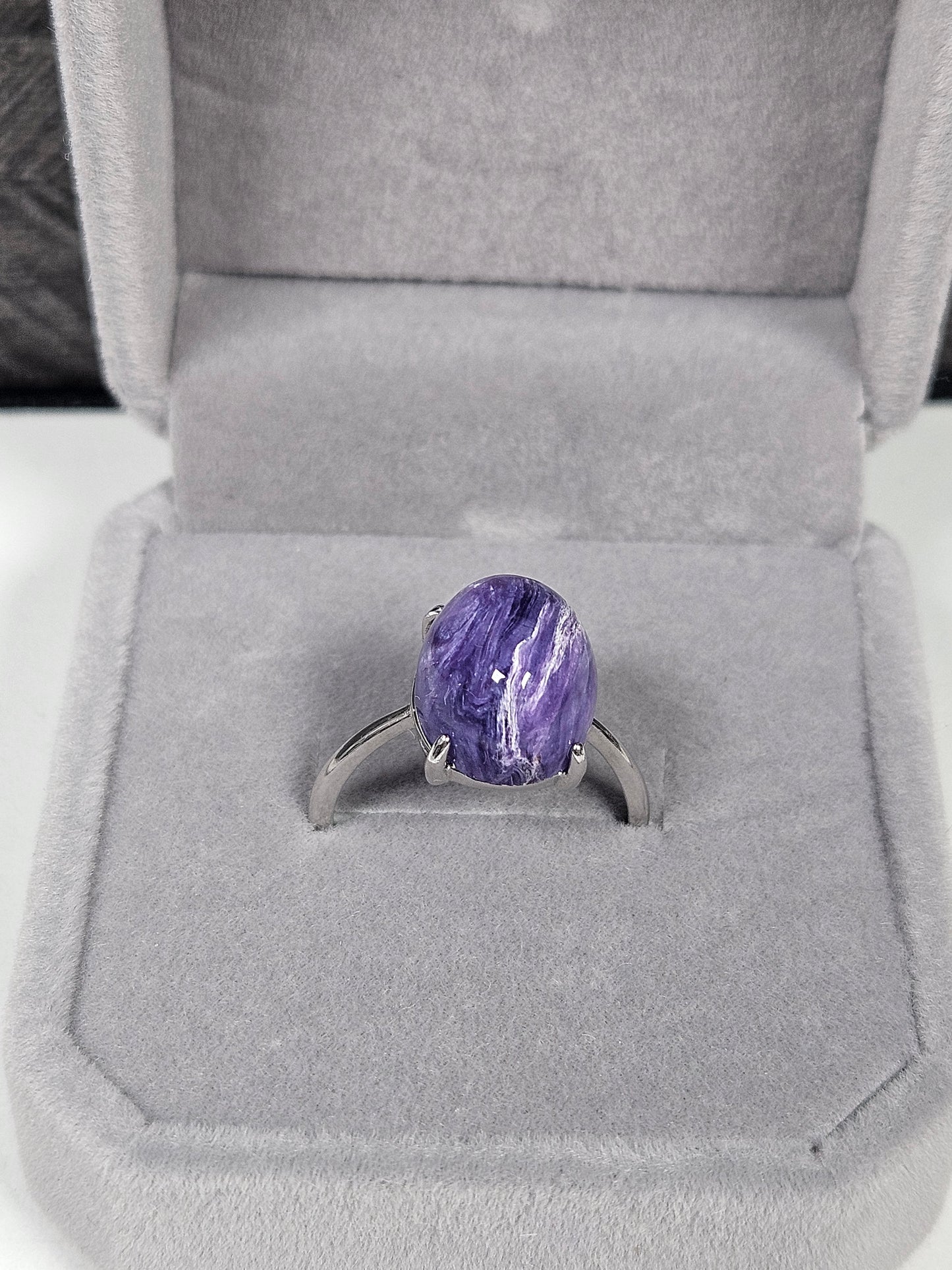 Charoïet s925 (zilver) verstelbare ring nr3