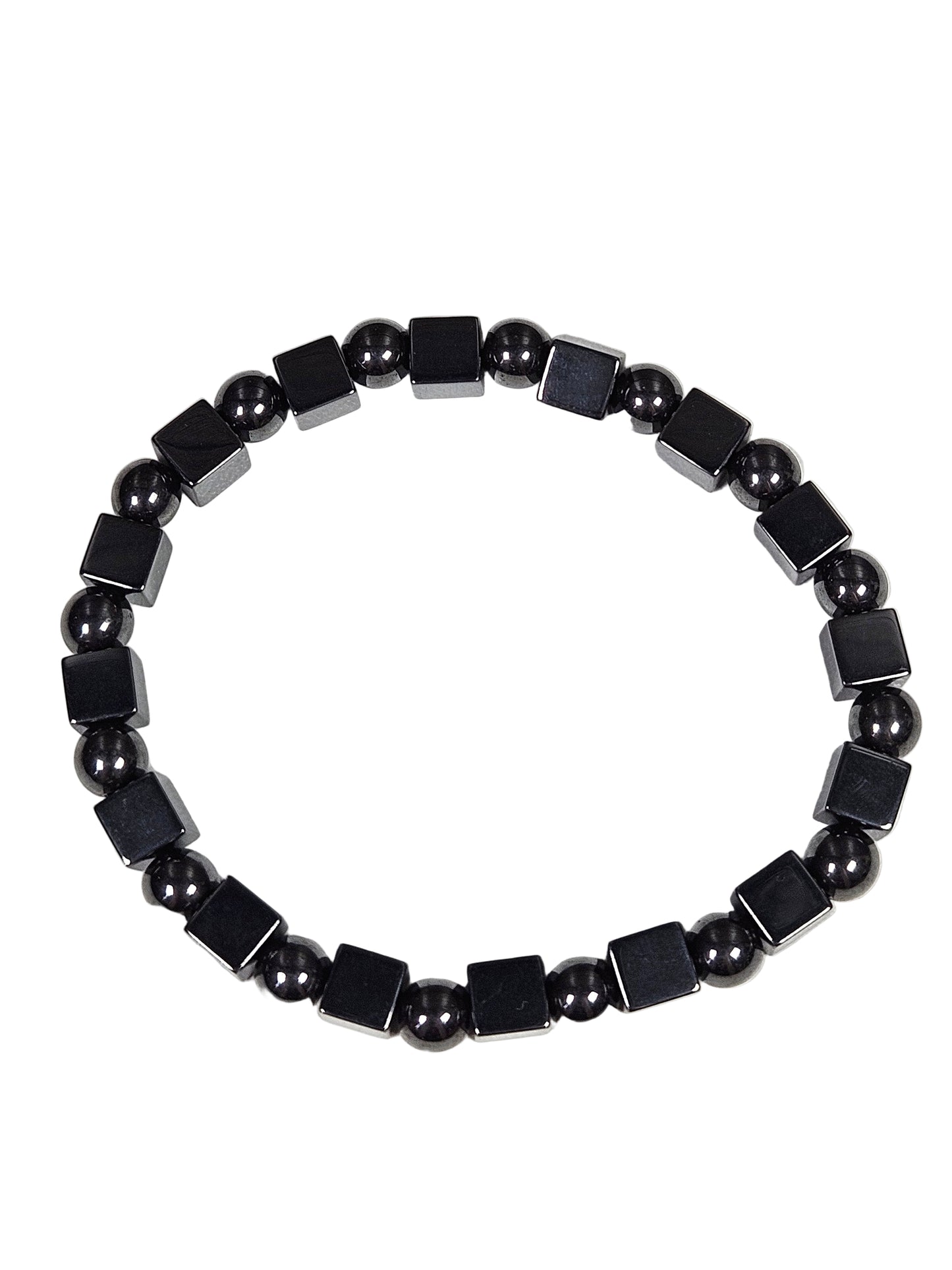 Hematiet kubus armband 6mm