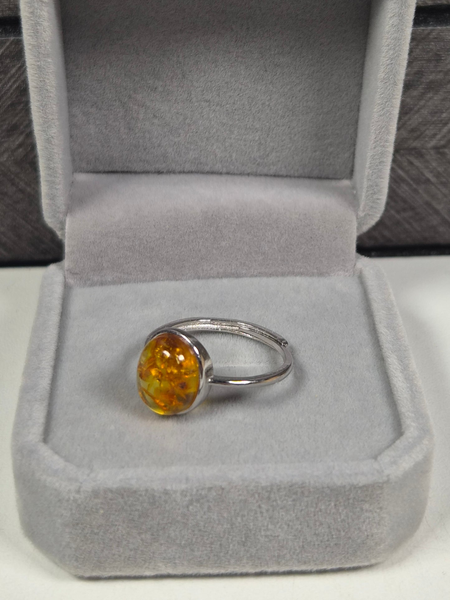 Amber s925 (zilver) verstelbare ring nr39