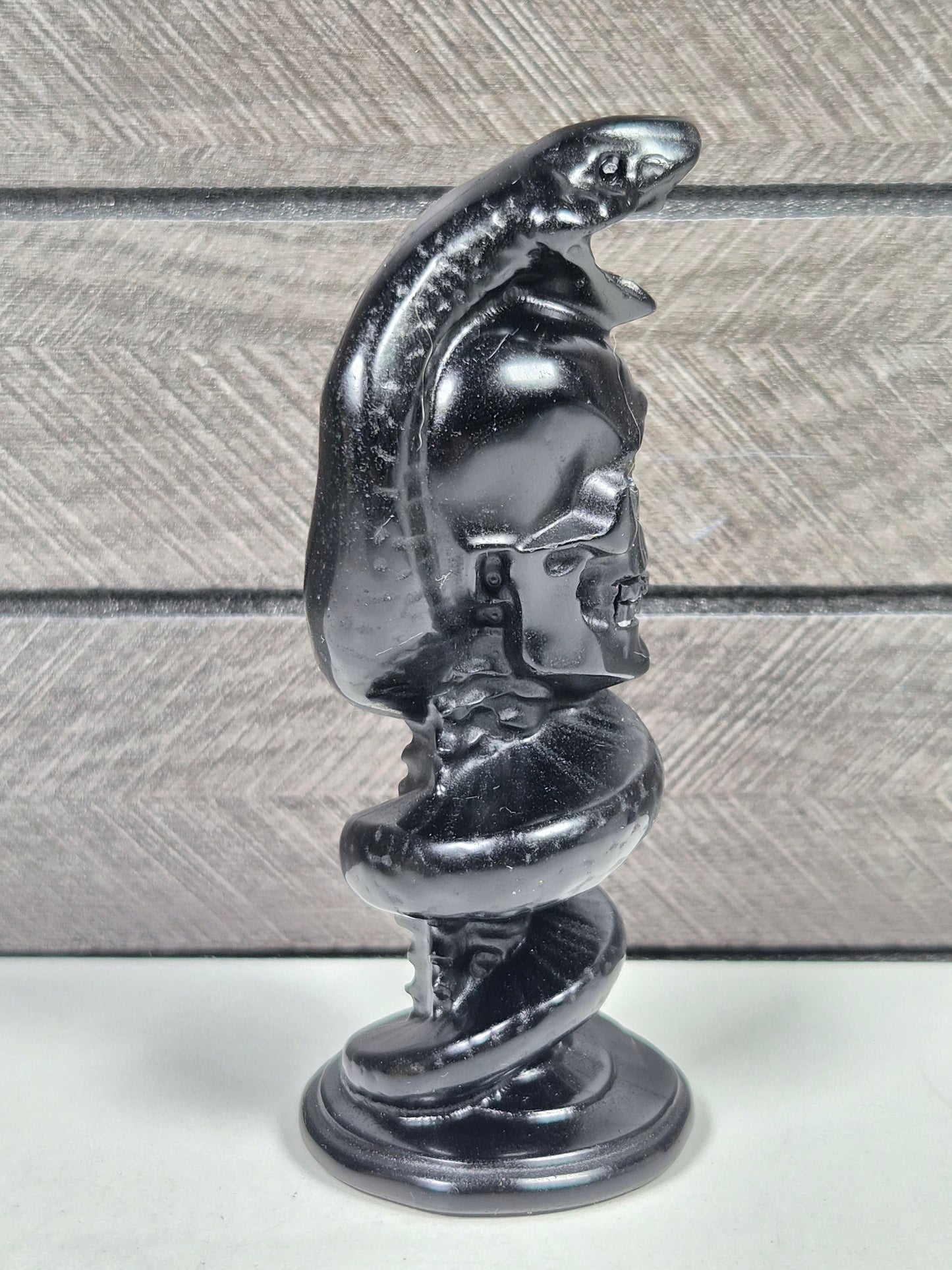 Obsidiaan Schedel met Slang