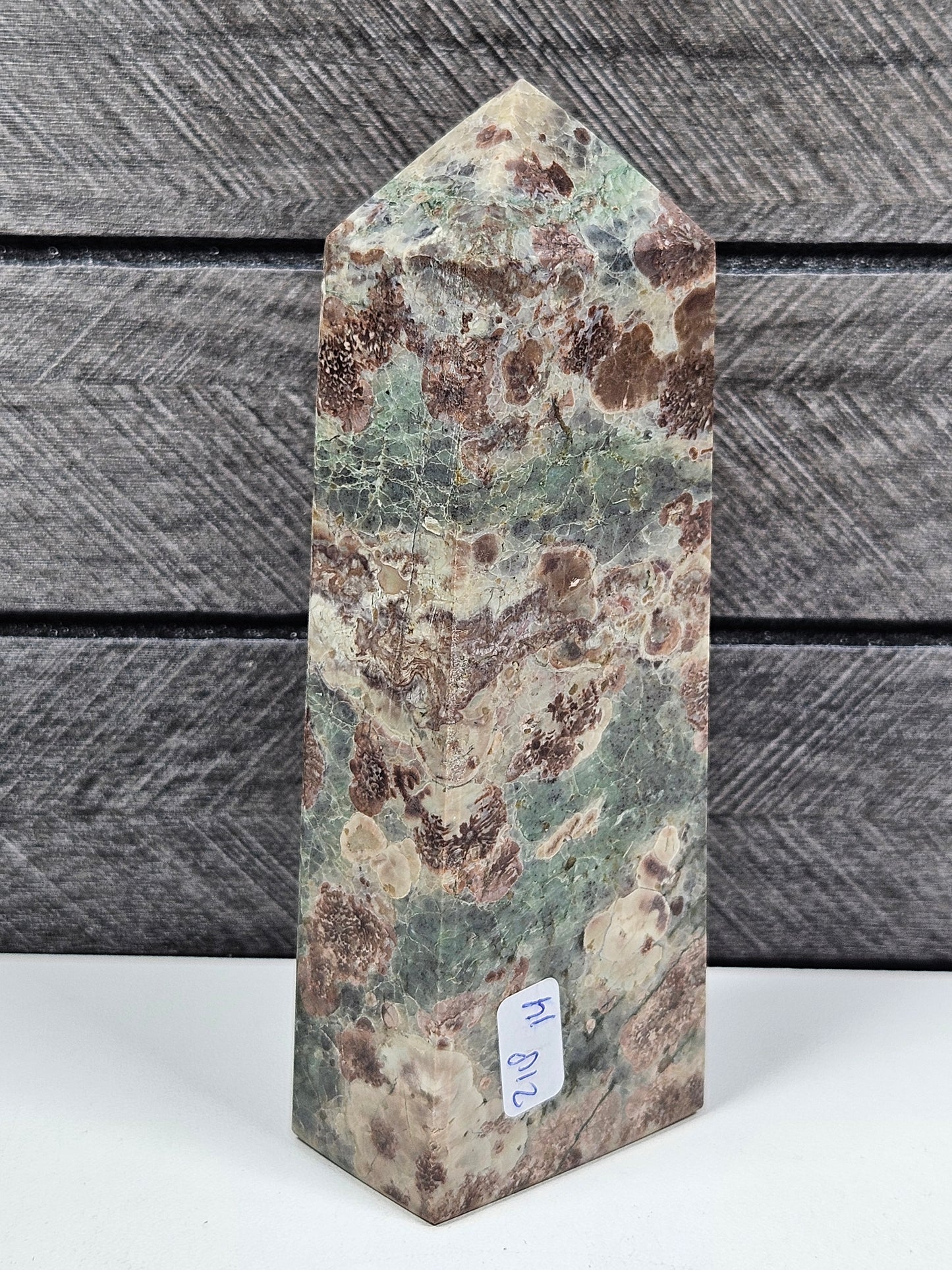 Groene bloem Jaspis toren 218 gram