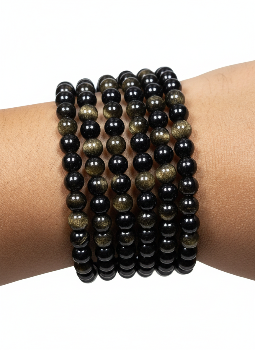 Goud obsidiaan armband 6mm