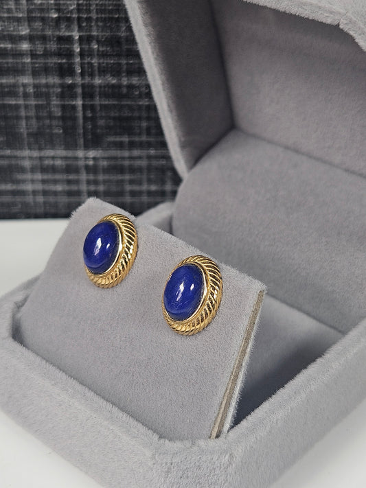 Lapis lazuli s925 (verguld) oorbellen nr34