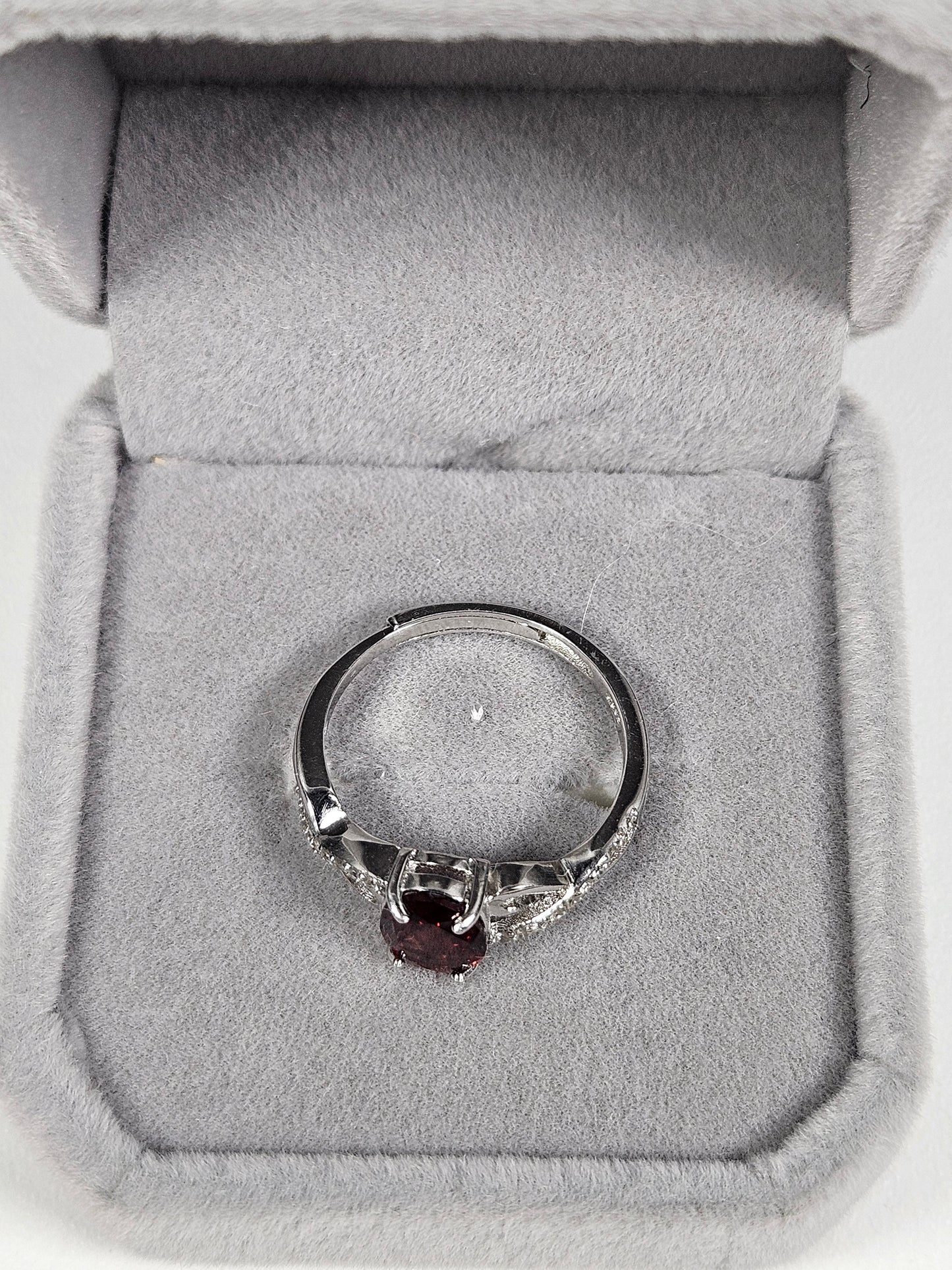 Granaat s925 (zilver) verstelbare ring nr58