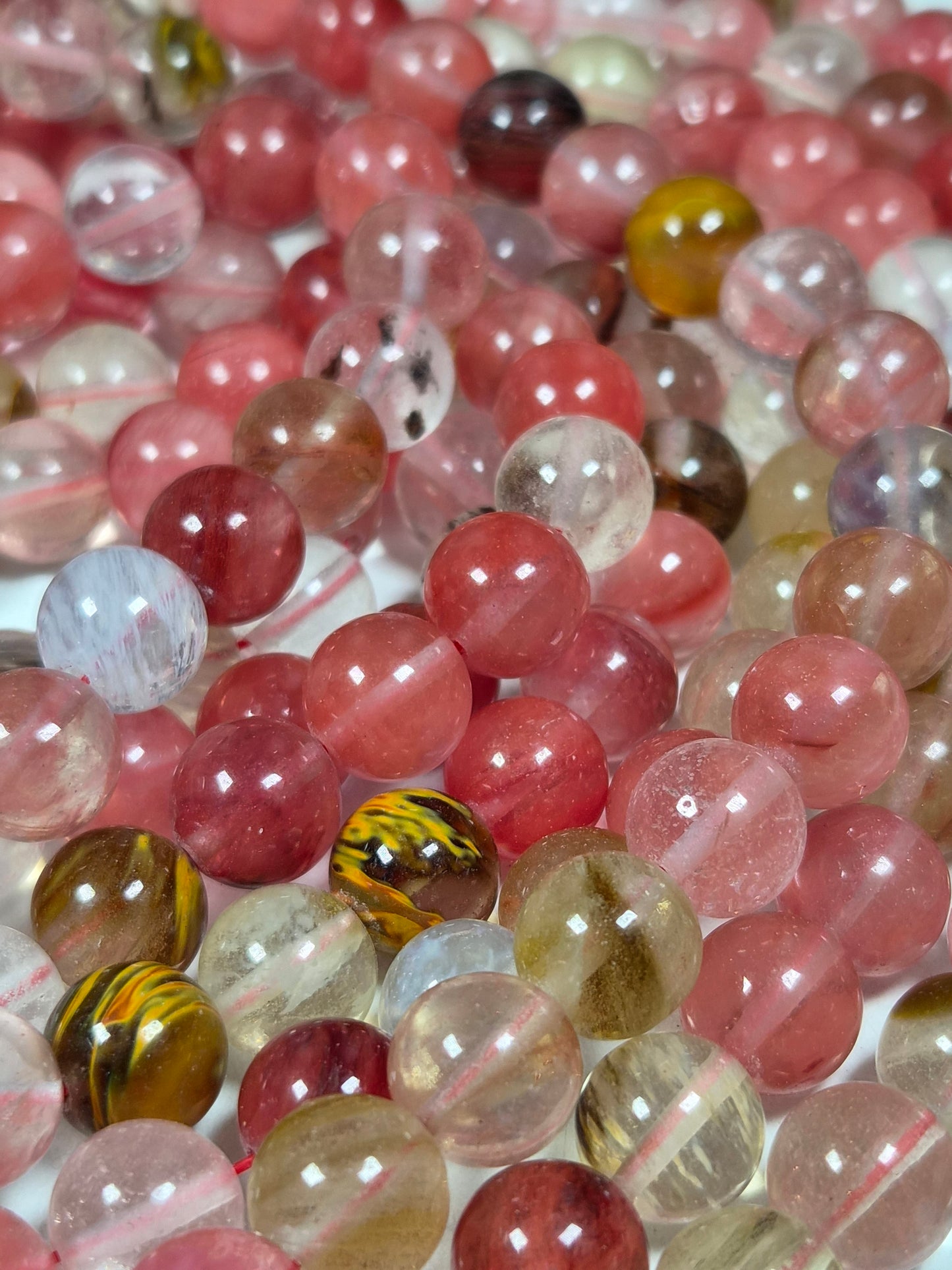 Glas (Aardbei/Andara Obisidaan) Kralenstreng 10mm (Man-Made)