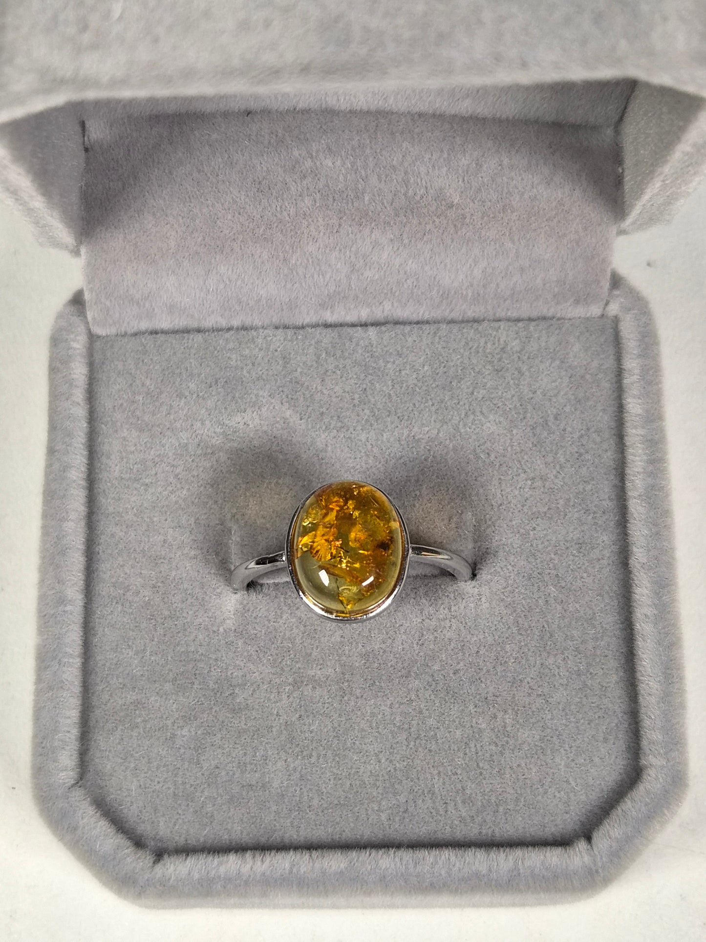 Amber s925 (zilver) verstelbare ring nr39