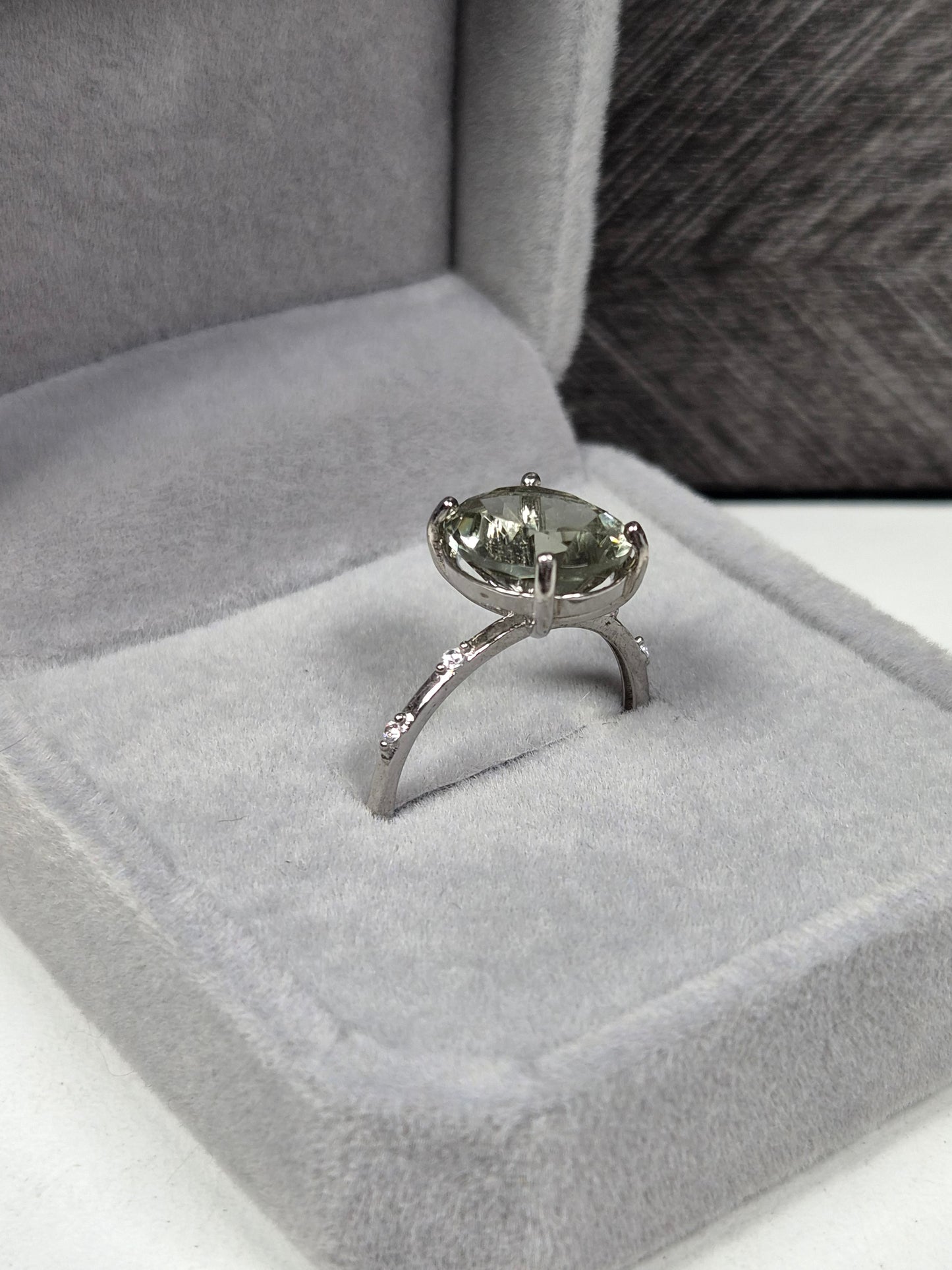 Prasioliet s925 (zilver) verstelbare ring nr8