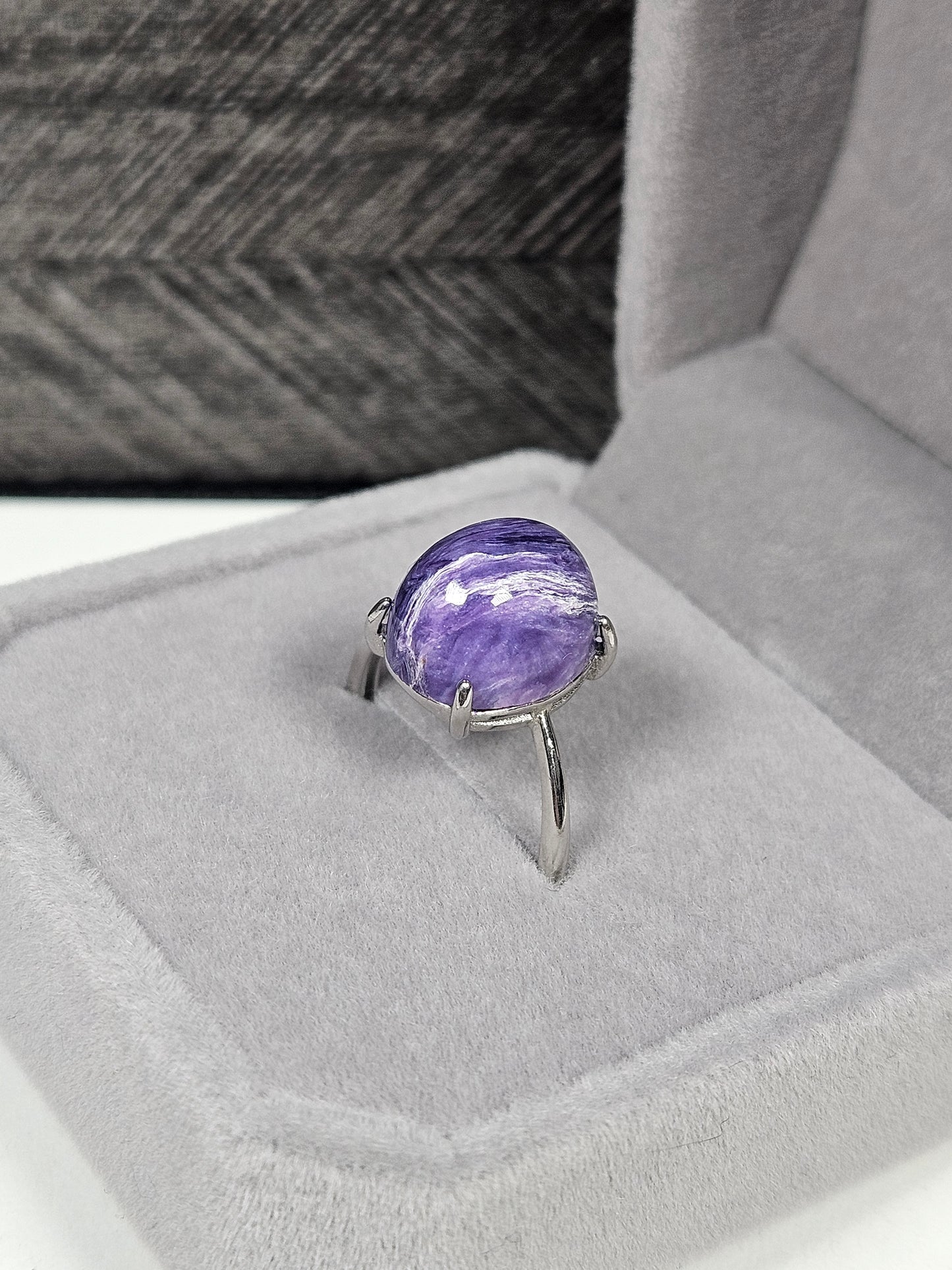Charoïet s925 (zilver) verstelbare ring nr3
