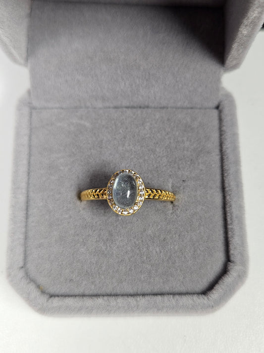 Aquamarijn s925(verguld) verstelbare ring nr79