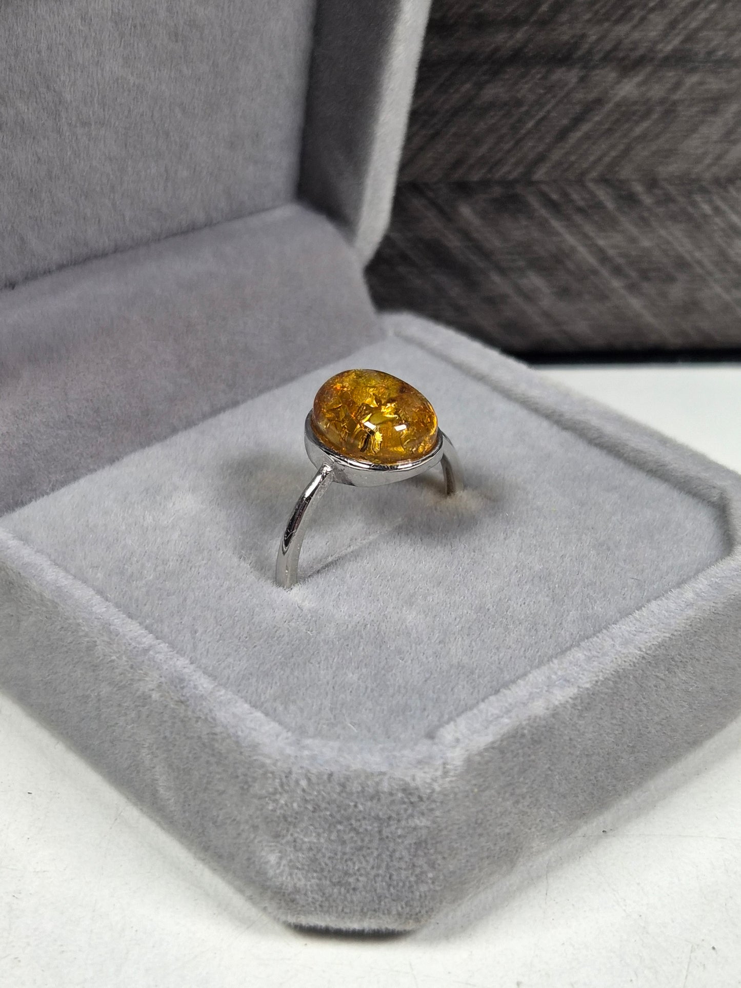 Amber s925 (zilver) verstelbare ring nr39