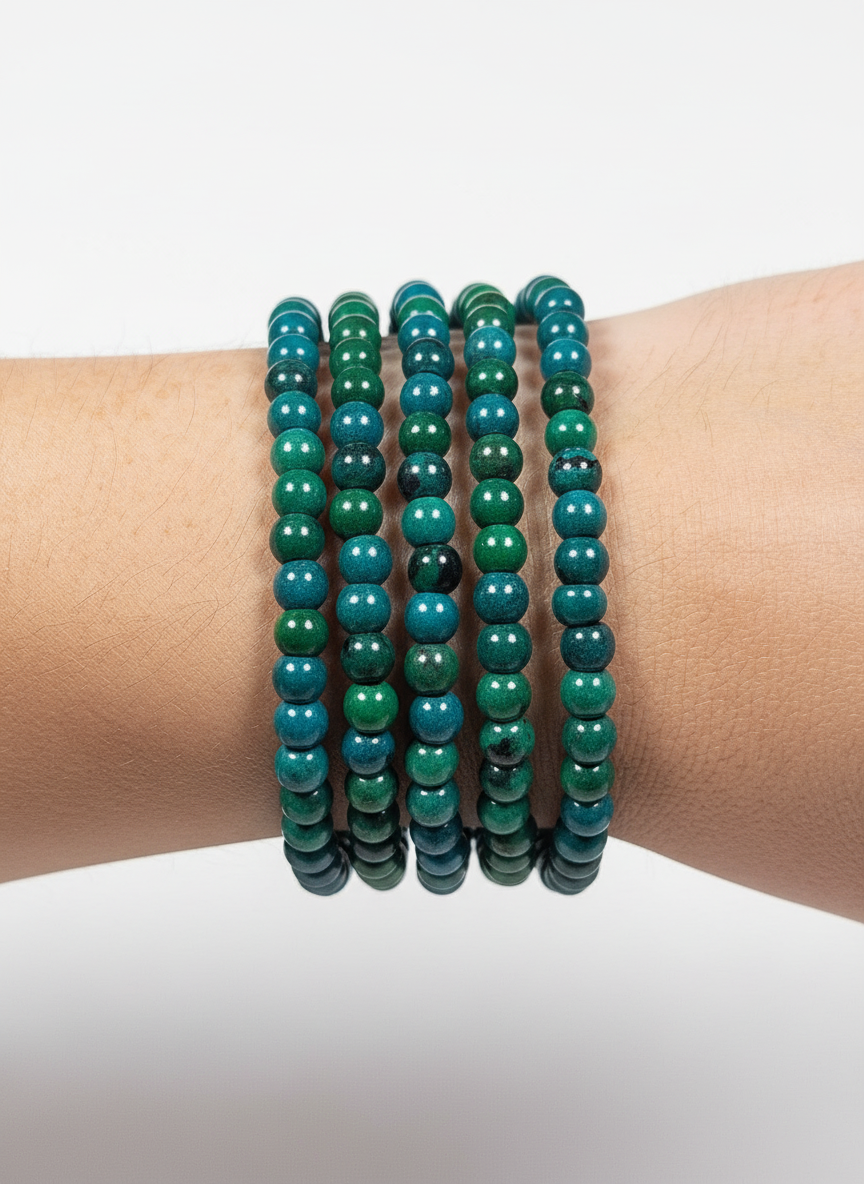 Chrysocolla/Malachiet armband 4mm