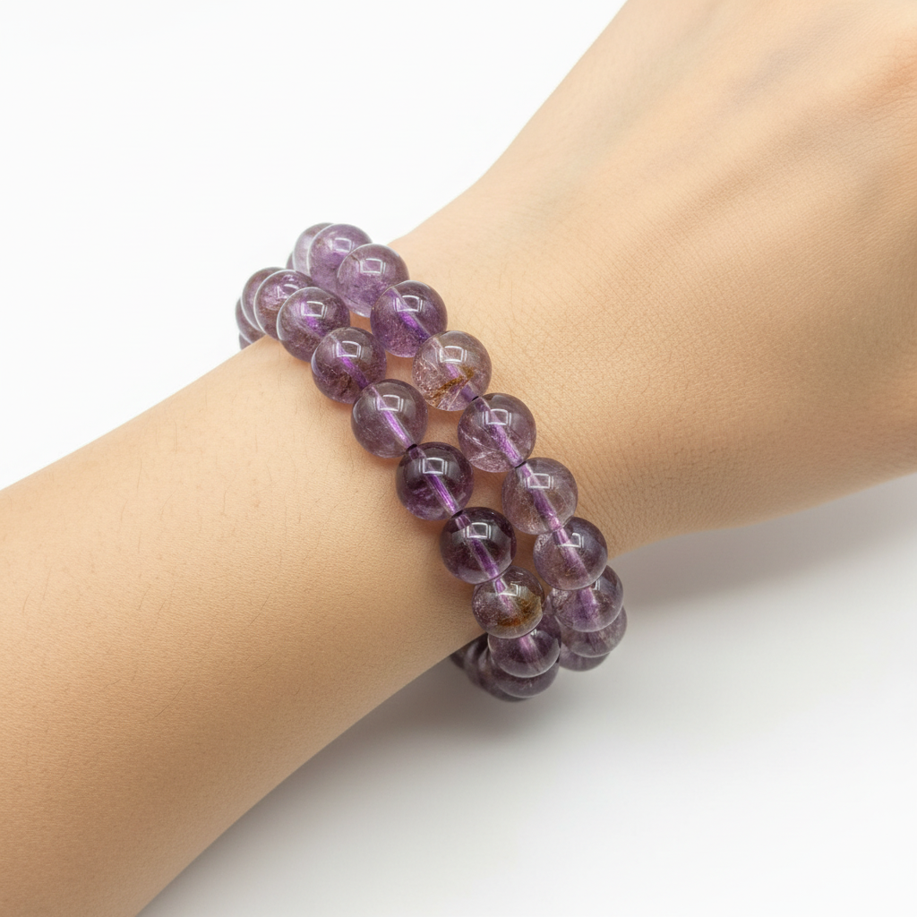 Amethist met Cacoxeniet armband 9mm