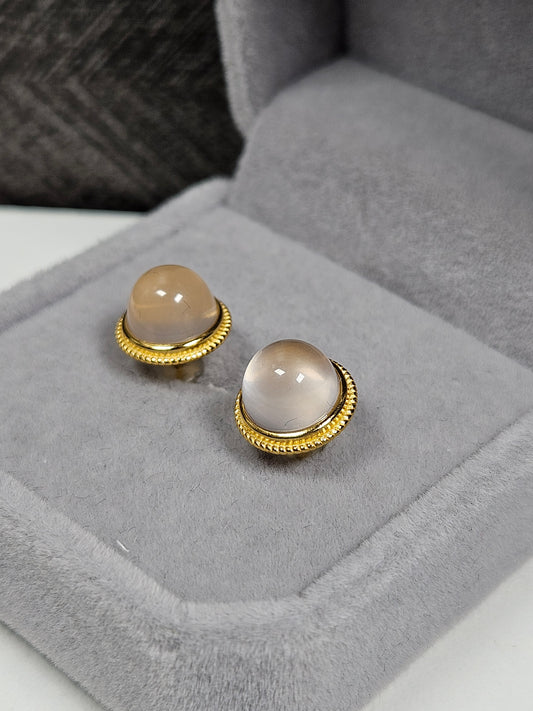 Rozenkwarts oorbellen s925(verguld) nr43