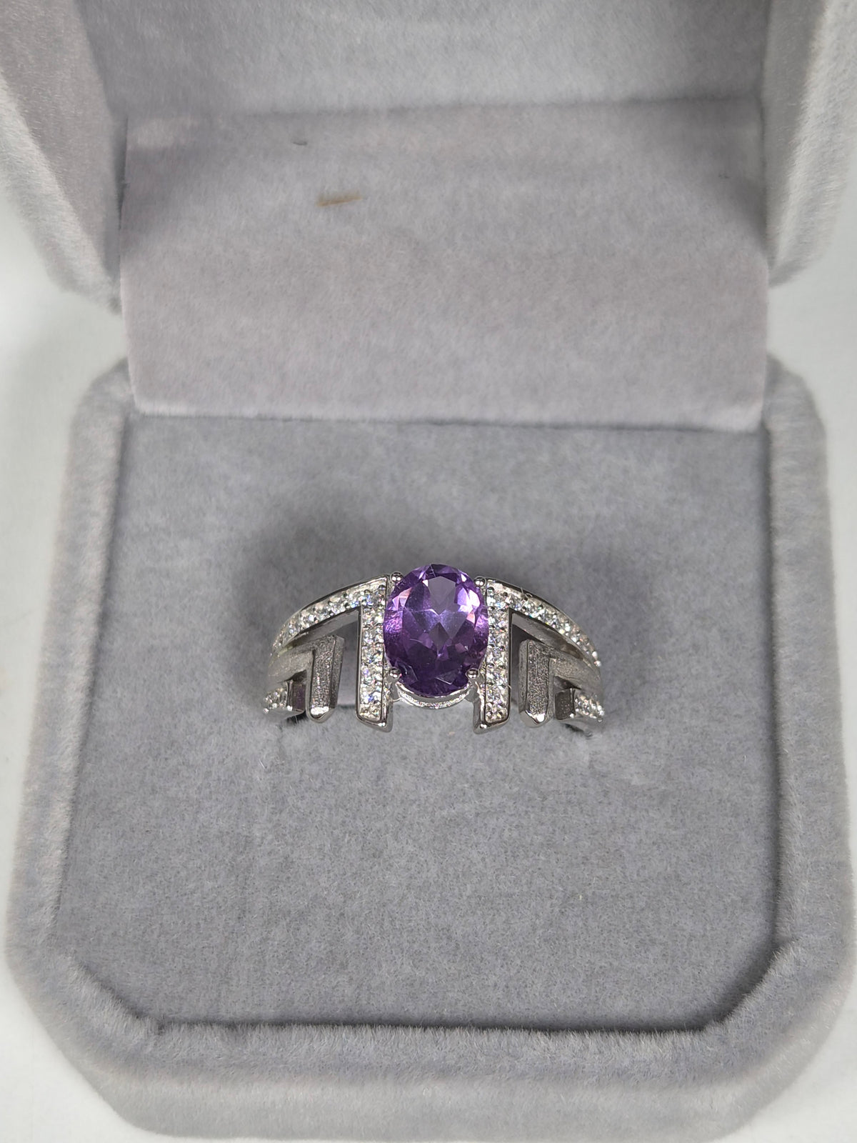 Amethist s925 (zilver) verstelbare ring nr83