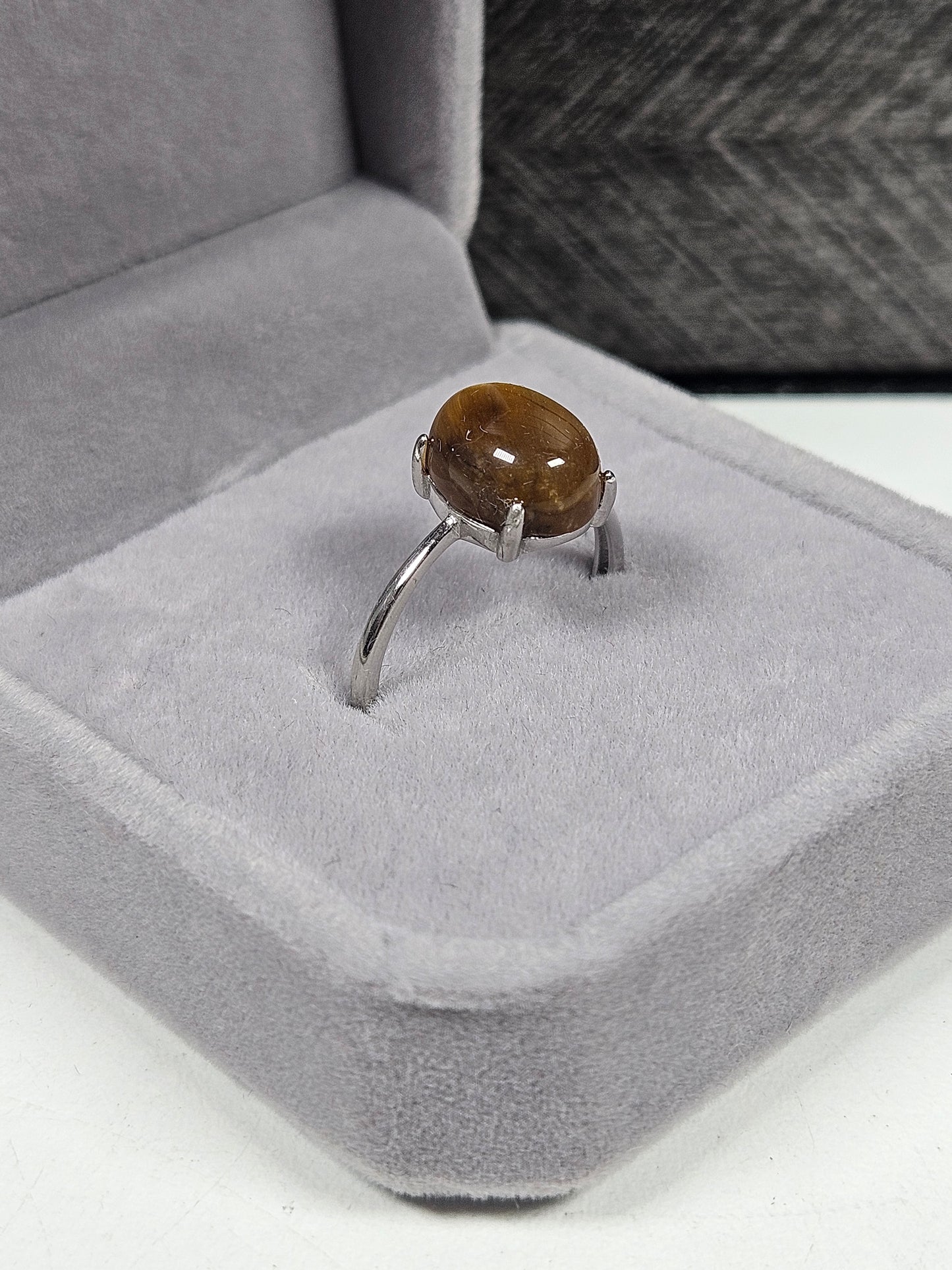 Tijgeroog s925 (zilver) verstelbare ring nr35