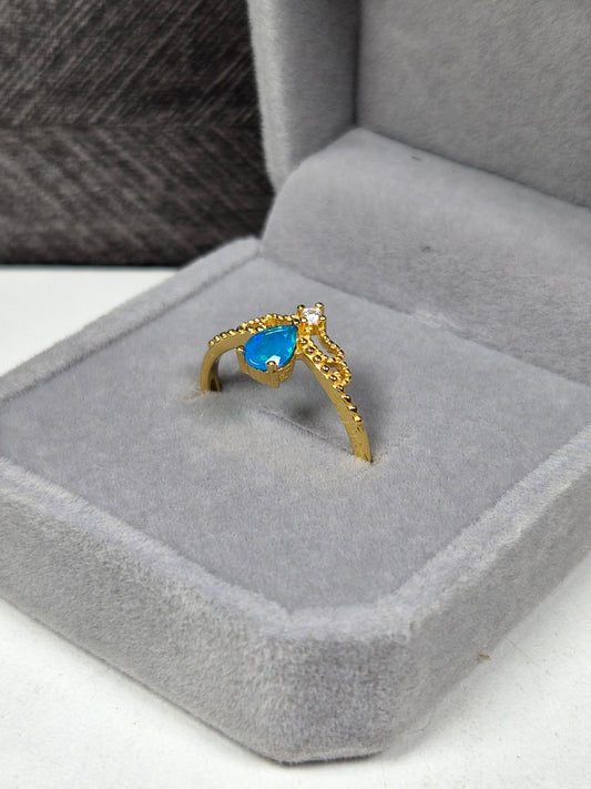 Blauwe Opaal s925 (verguld) verstelbare ring nr6