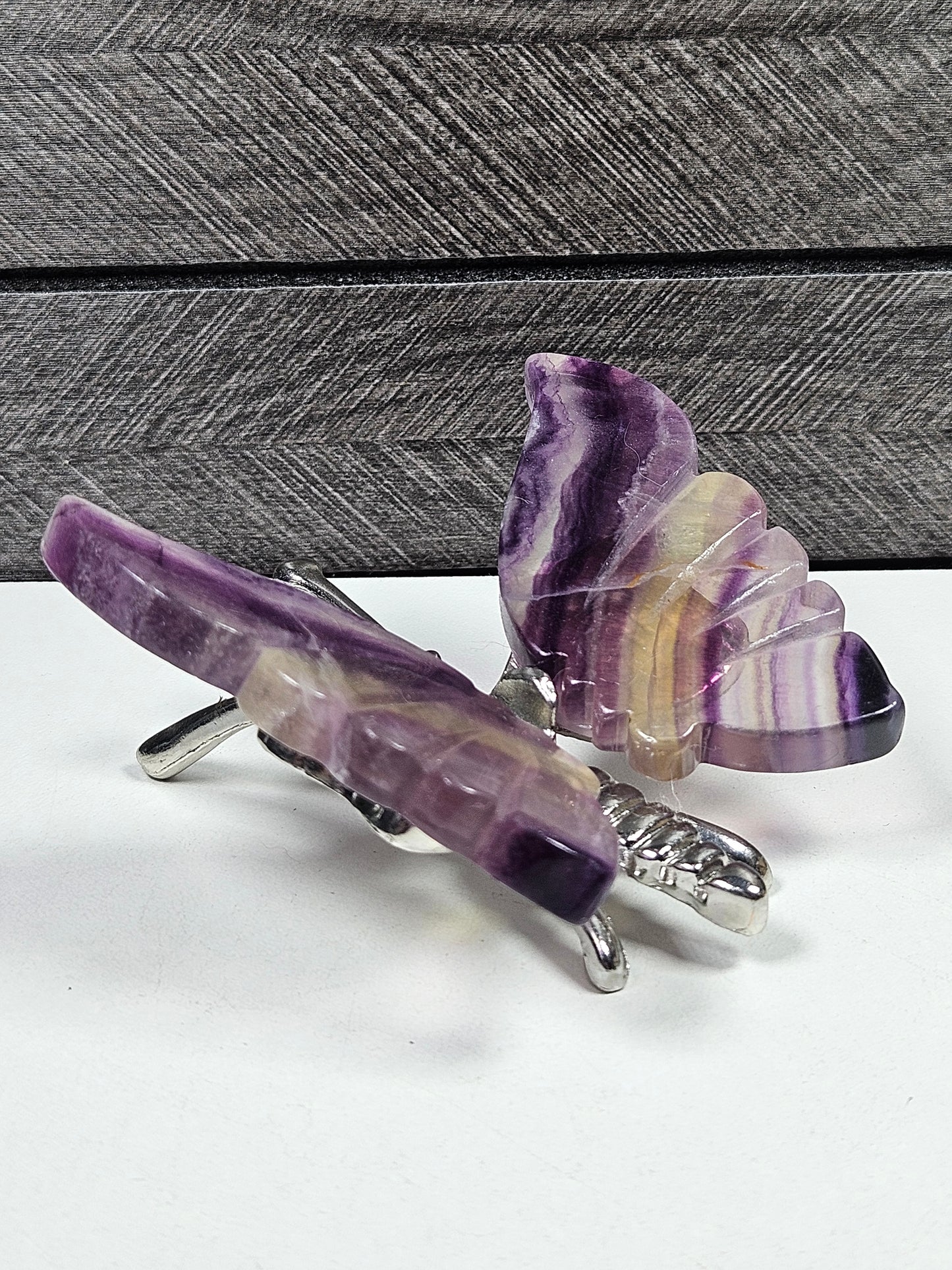 Fluoriet vlinder zilver lijfje nr4