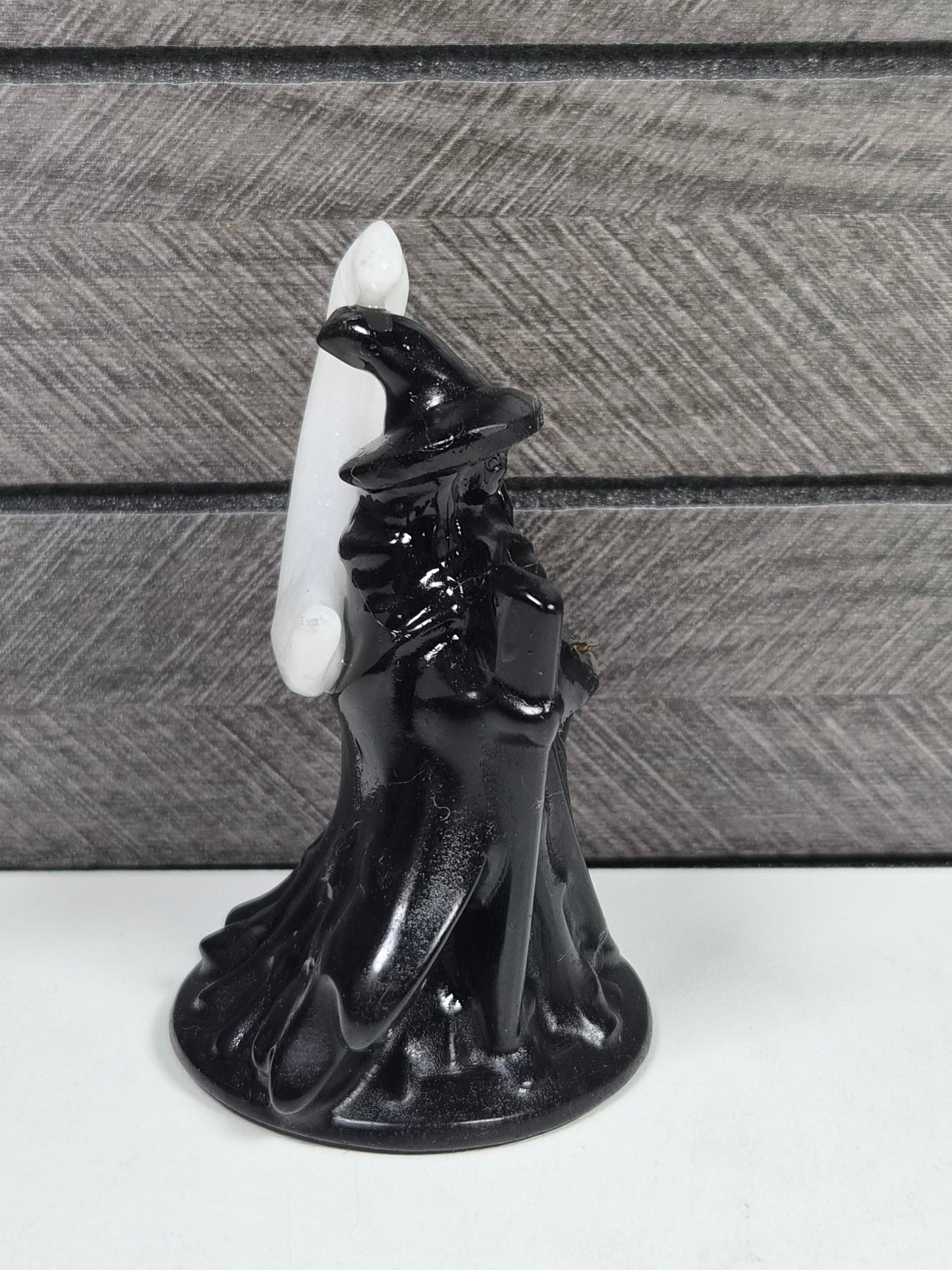 Zwarte Obsidiaan Heks met Witte Jade Maan