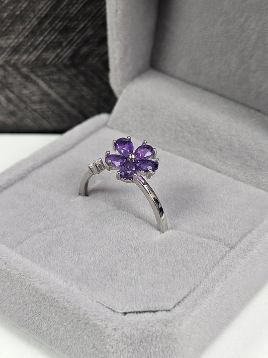 Amethist s925 (zilver) verstelbare fidgetring nr 7