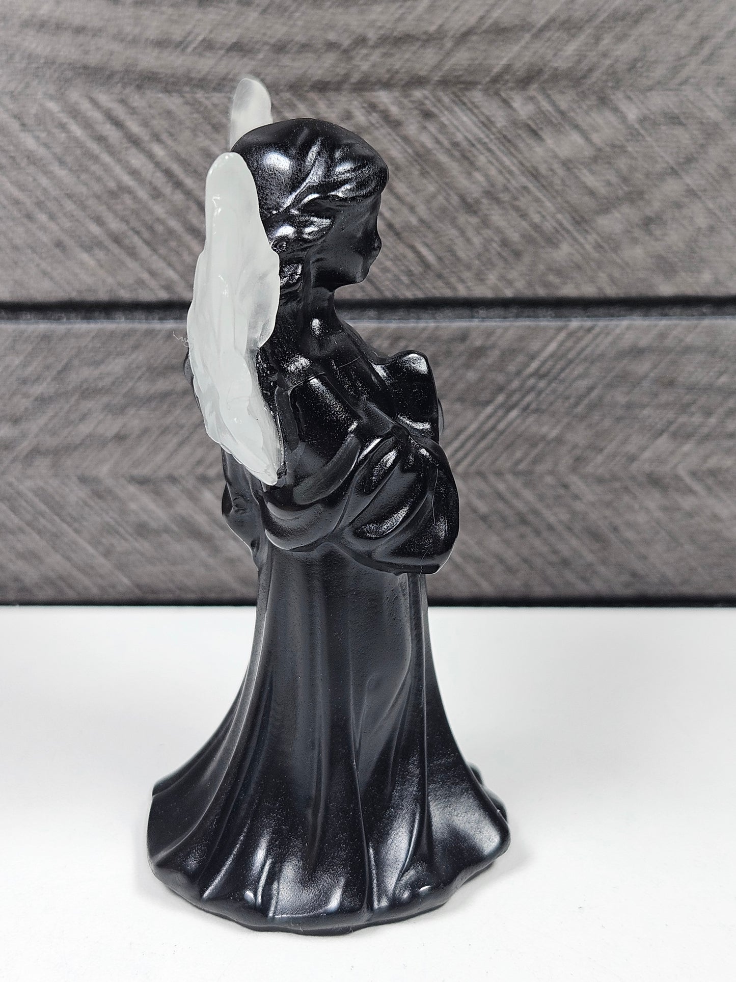 Obsidiaan Engel met Seleniet Vleugels