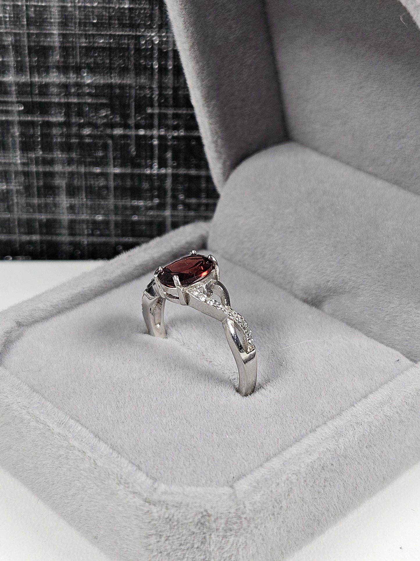Granaat s925 (zilver) verstelbare ring nr58