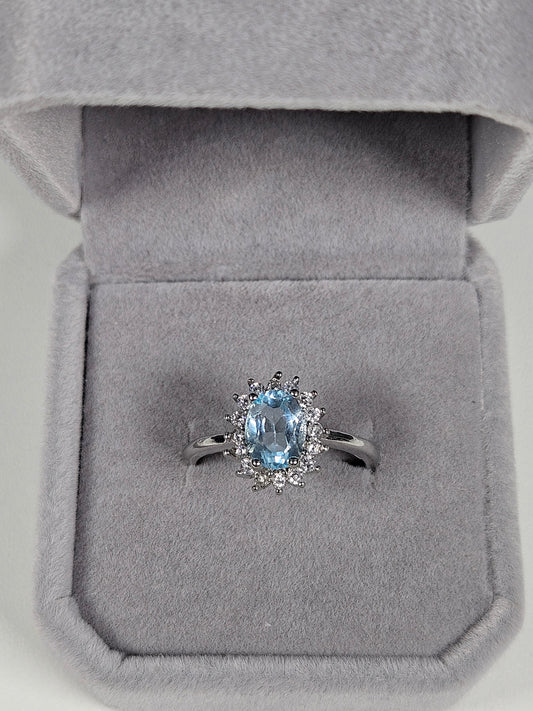 Topaas s925 (zilver) verstelbare ring nr57