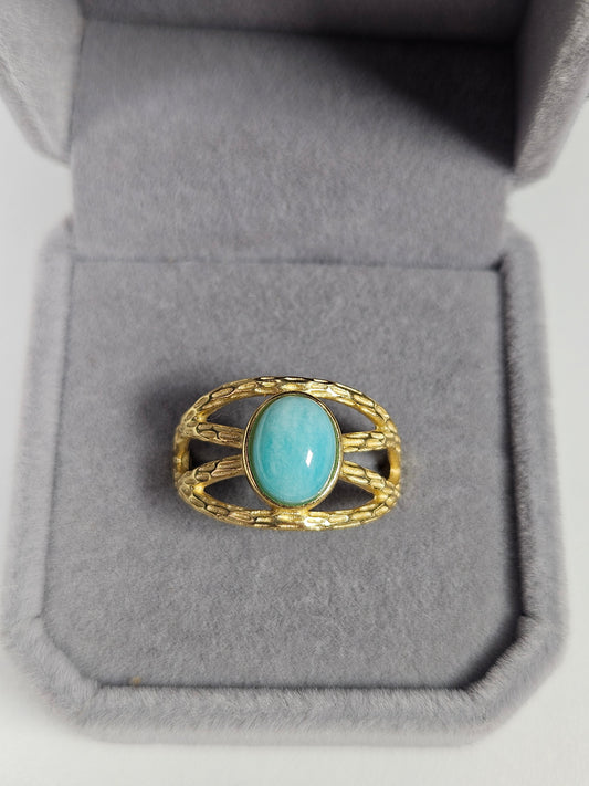 Amazoniet s925(verguld) verstelbare ring nr67