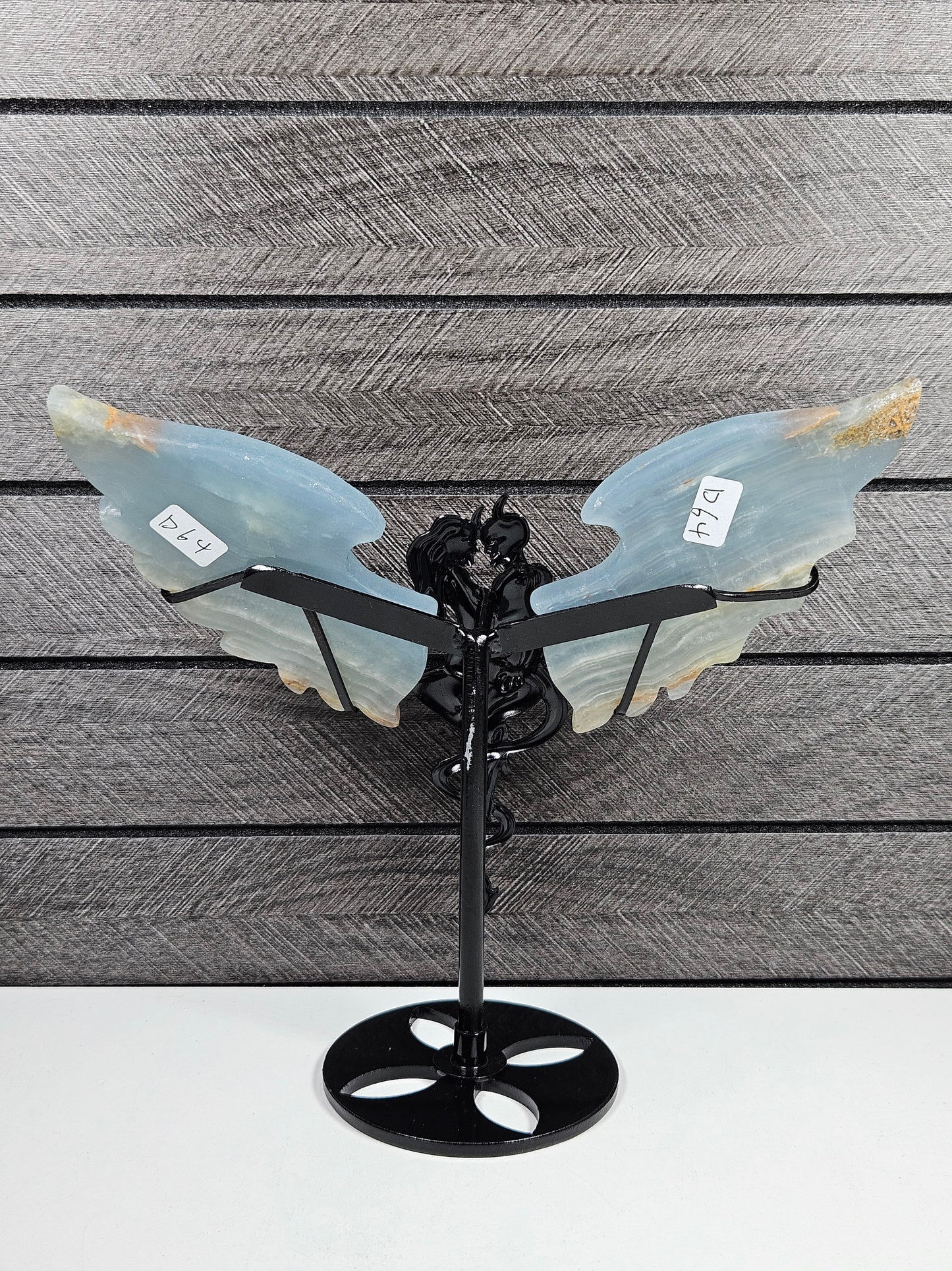 Blauwe Onyx duivel/engel koppel D64