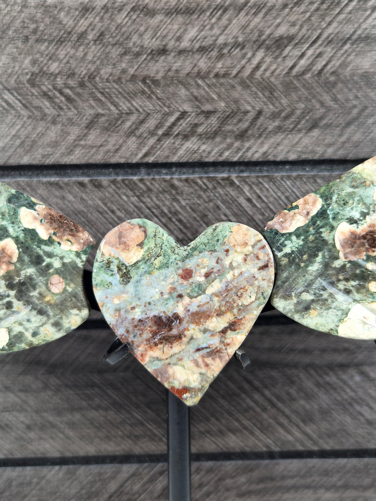 Groene Bloem Jaspis Hart met Vleugels C10