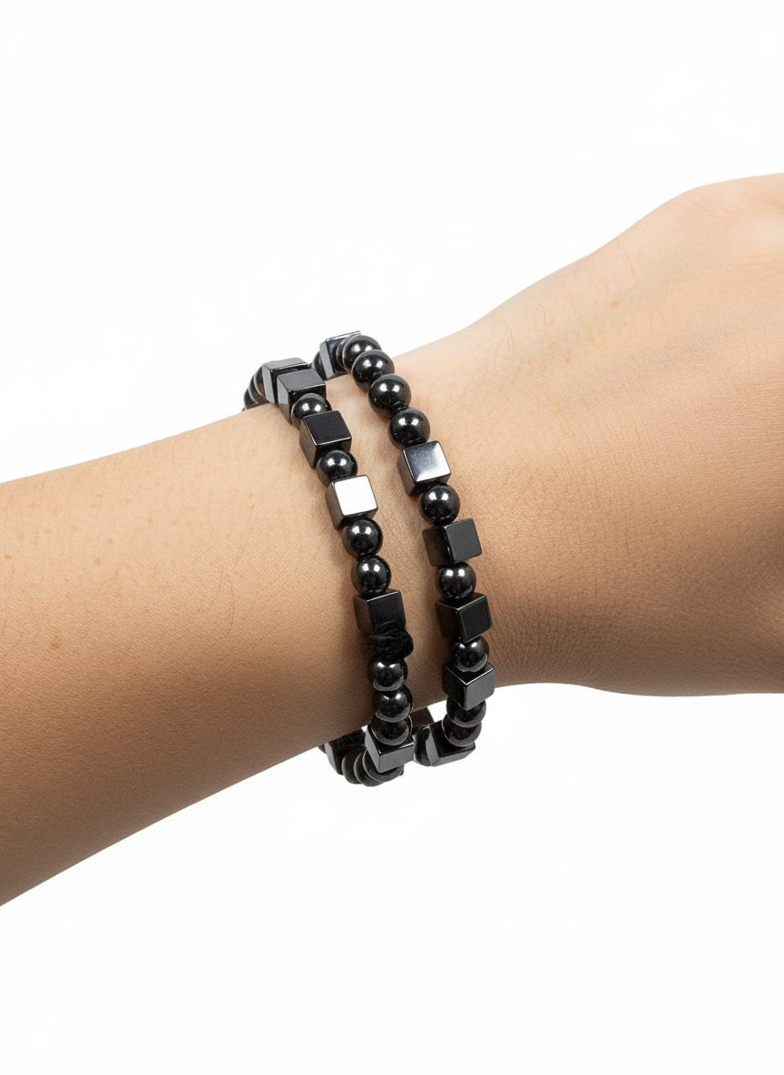 Hematiet kubus armband 6mm