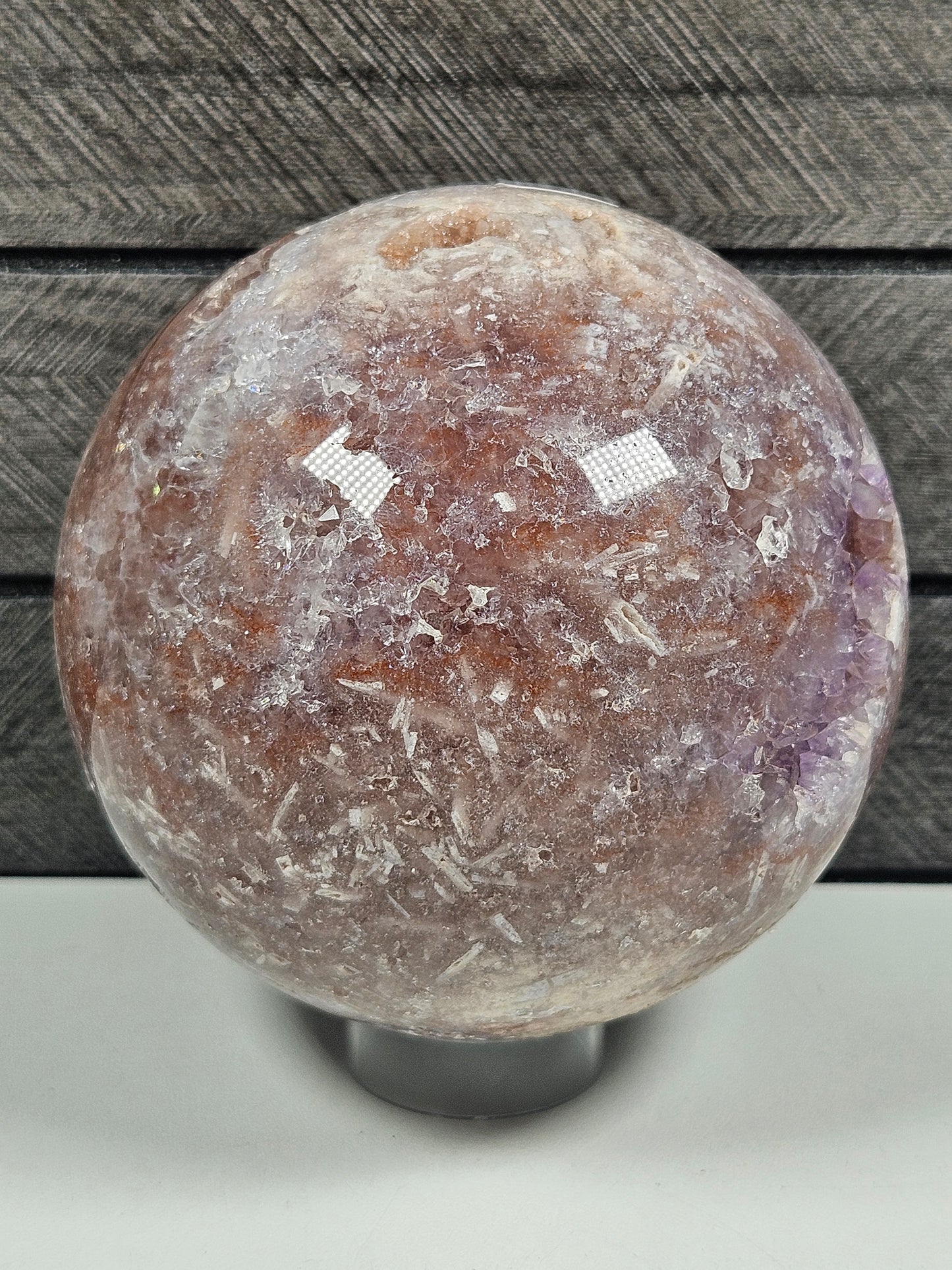 Roze amethist bol 1210 gram