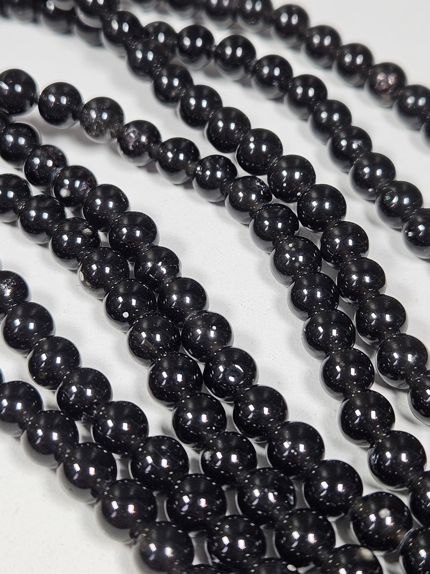 Obsidian-Perlenkette 6mm