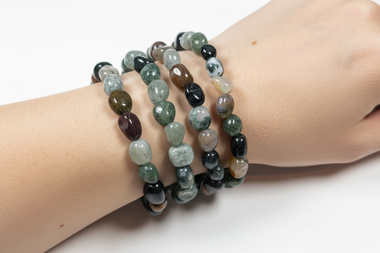 Mosagaat/Oceaan Jaspis trommelsteen armband 6mm