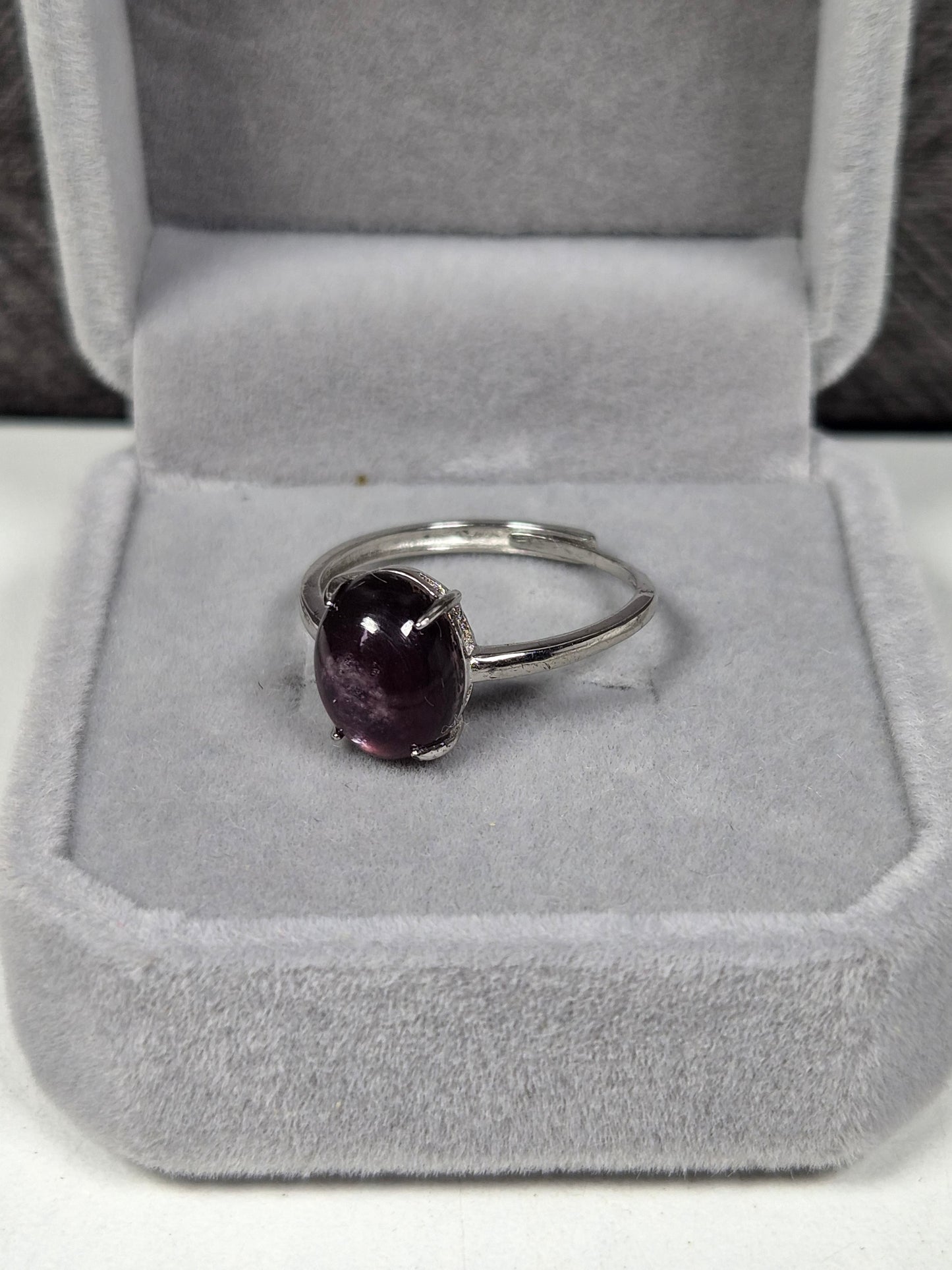 Paarse Mica s925 (zilver) verstelbare ring nr9