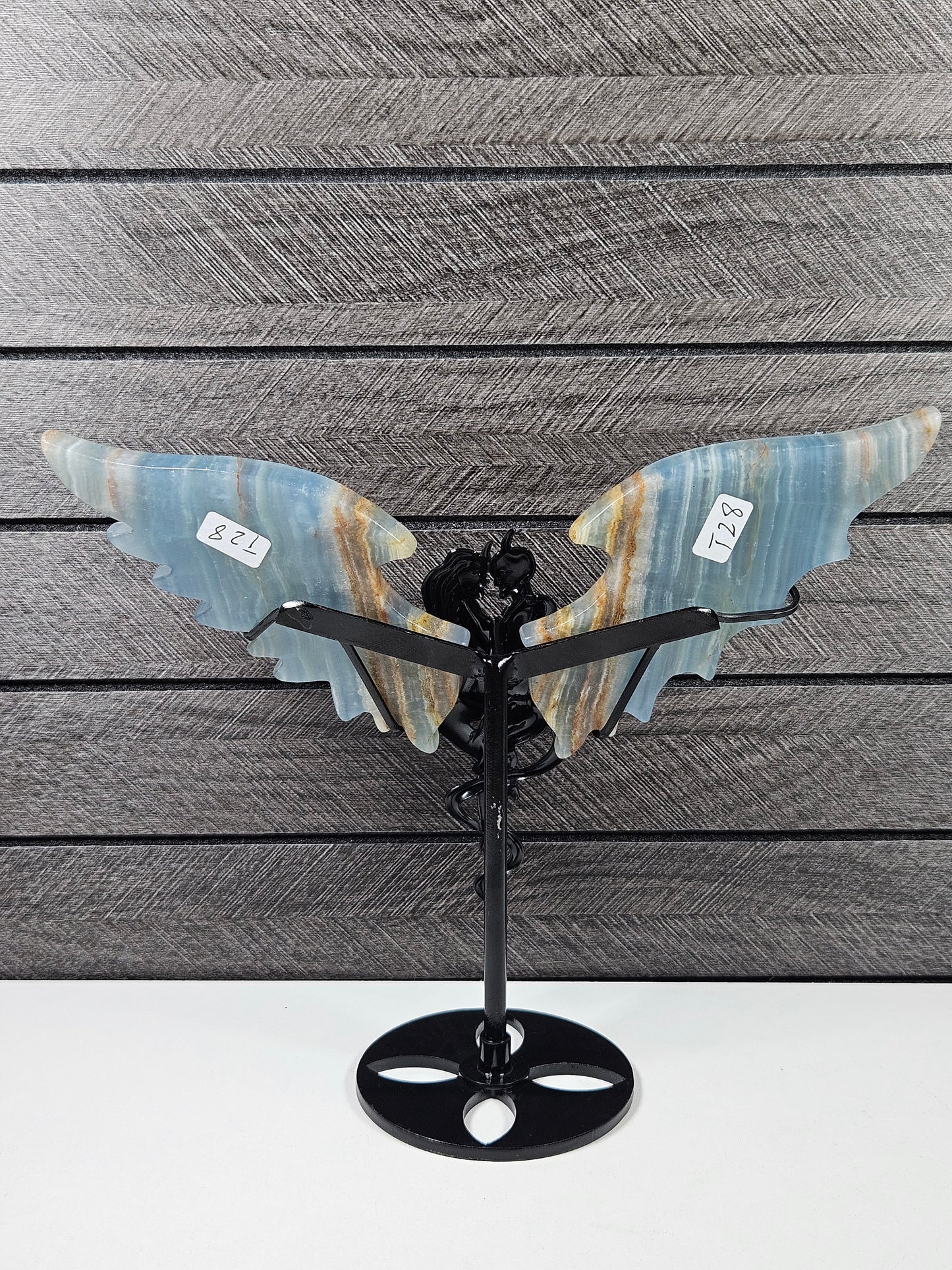 Blauwe Onyx duivel/engel koppel T28