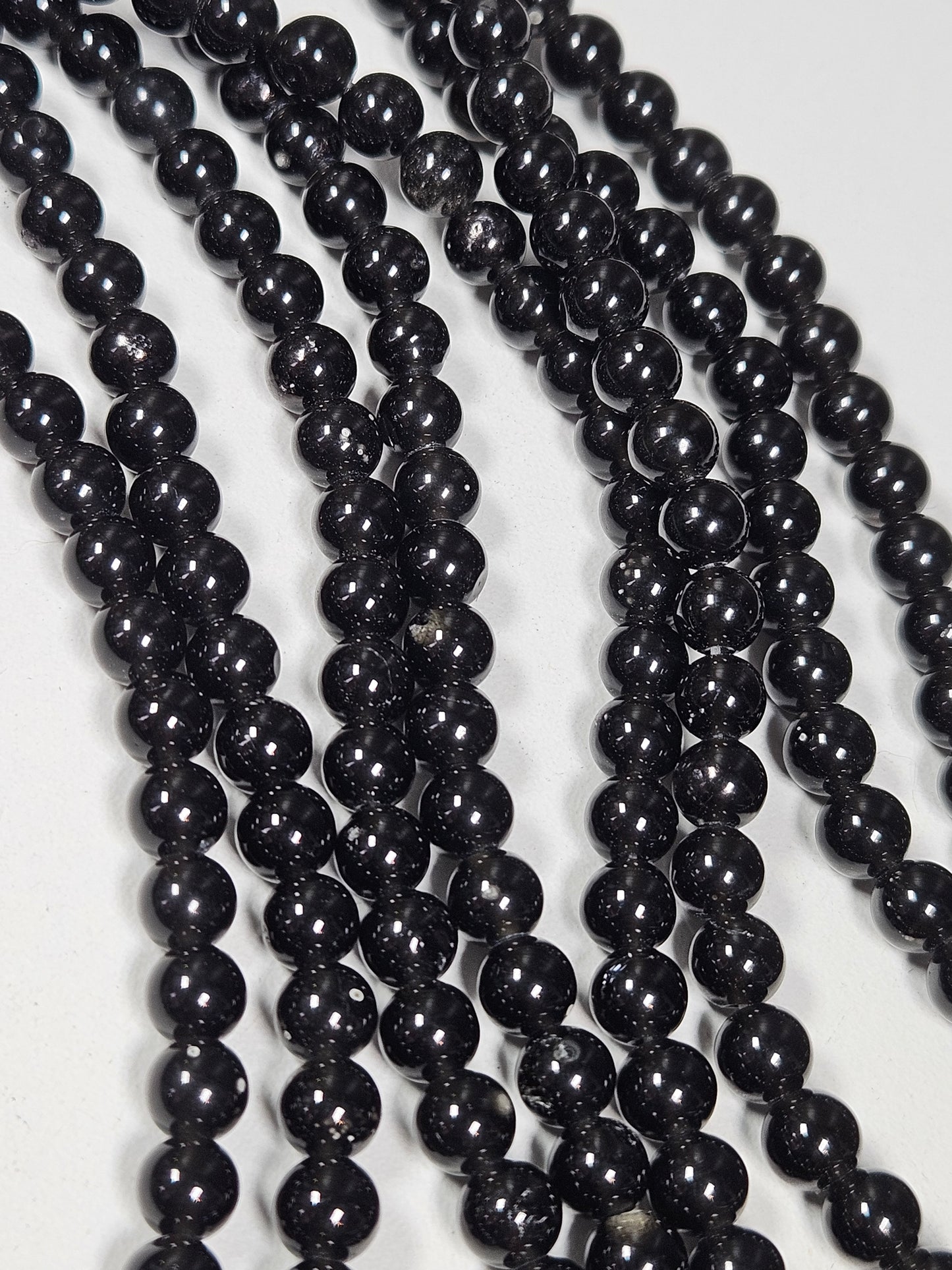 Obsidian-Perlenkette 6mm