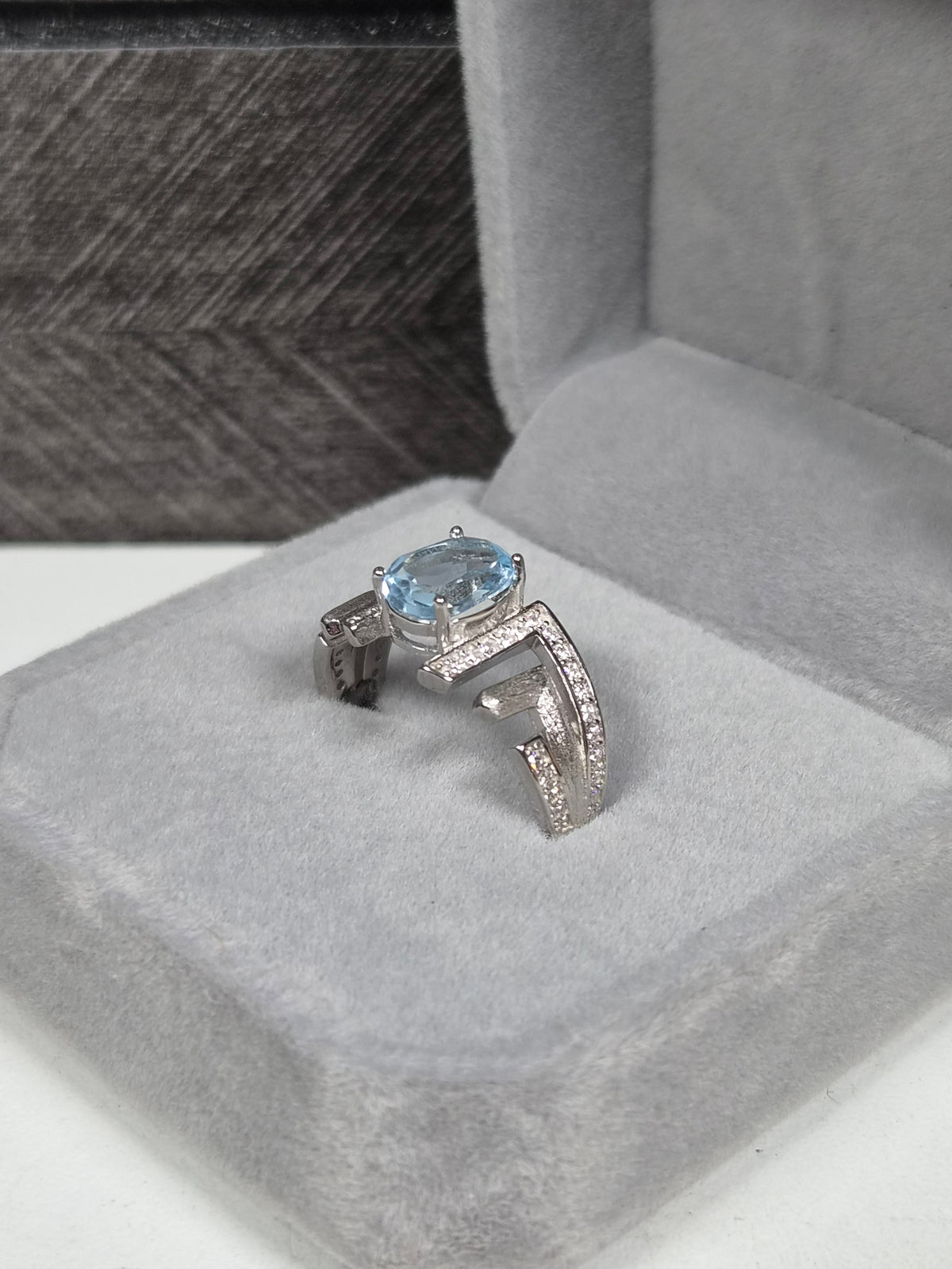 Topaas s925 (zilver) verstelbare ring nr80