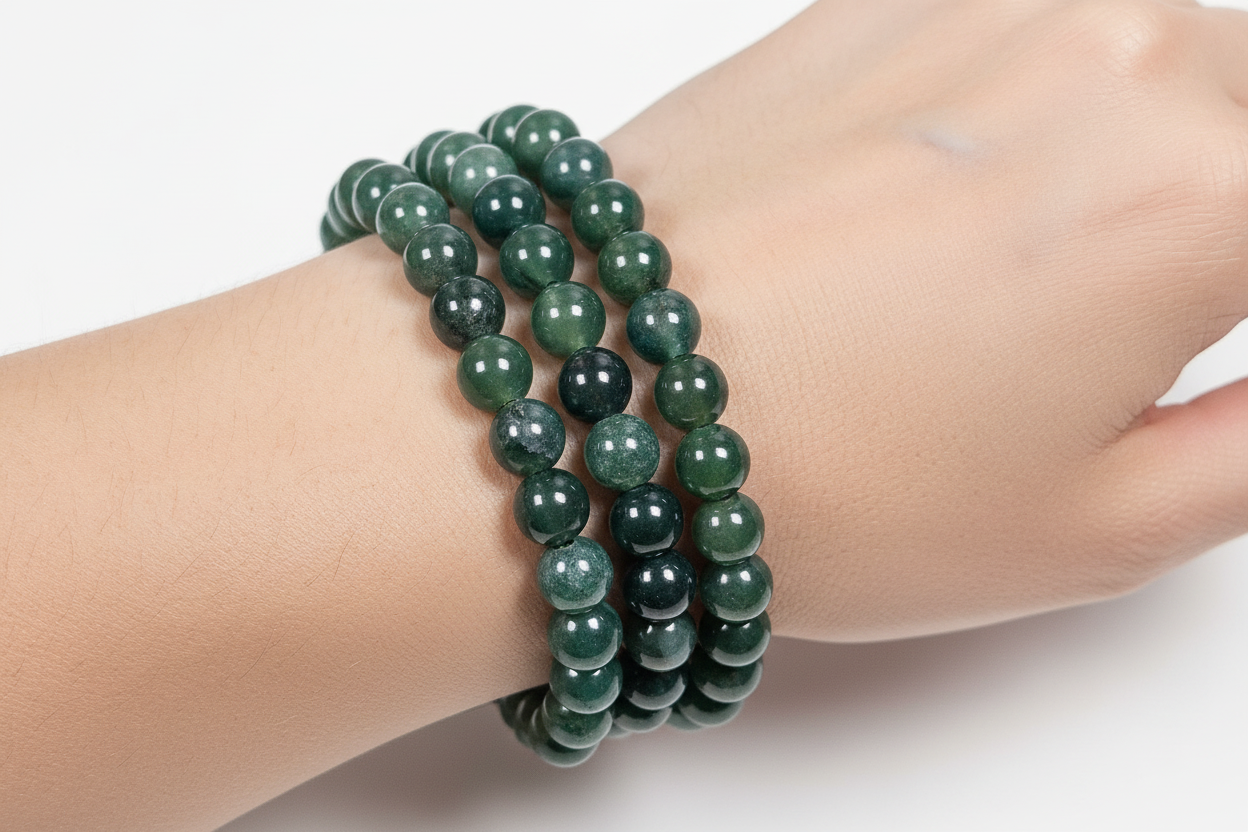 Mosagaat armband 8mm (donker)